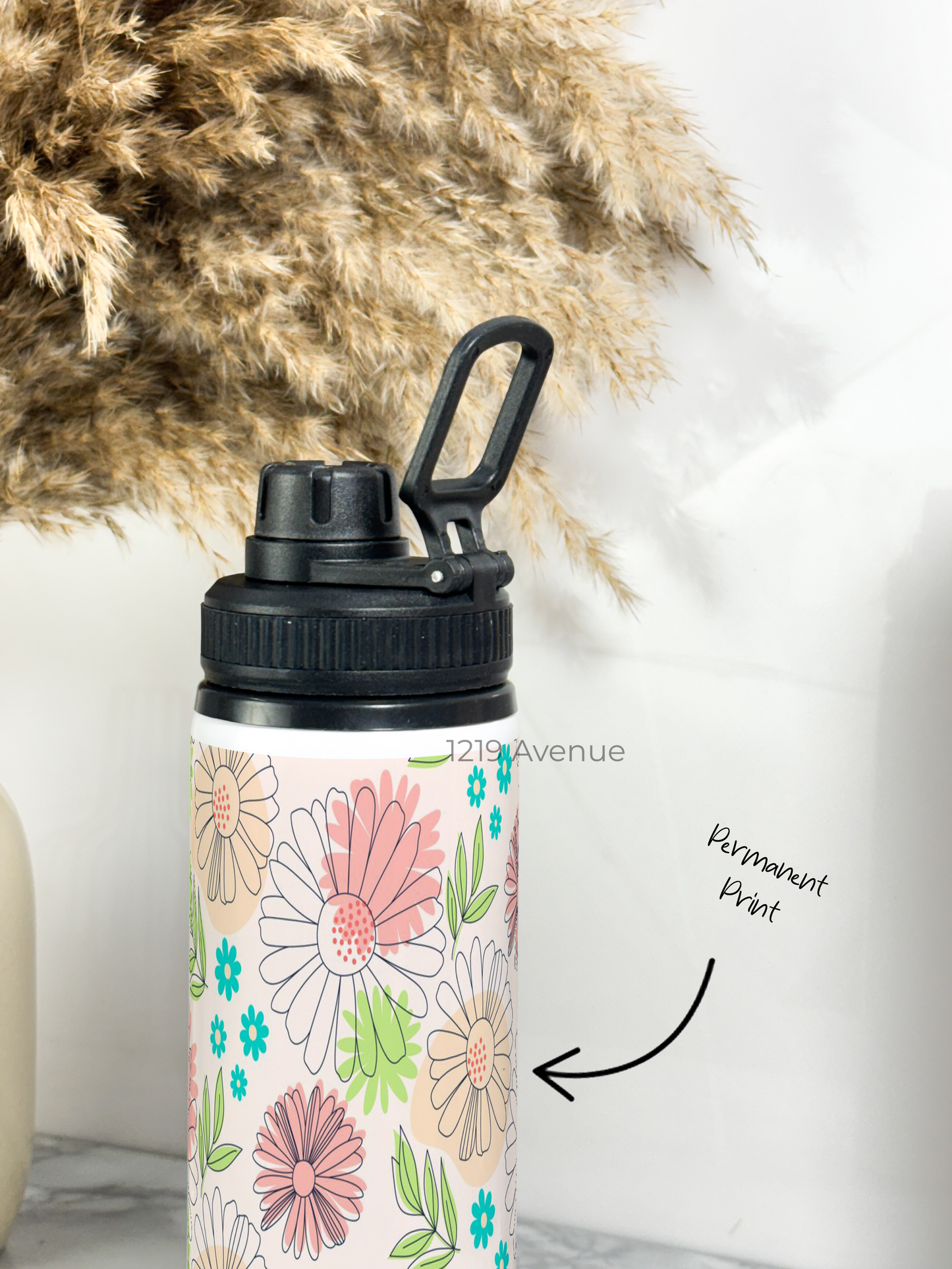 700ml Printed TANK-Sip Water Bottle | Floral Magic Print | For Office, School, Sports | Sipper Bottle with Carry Hook, Durable & Stylish
