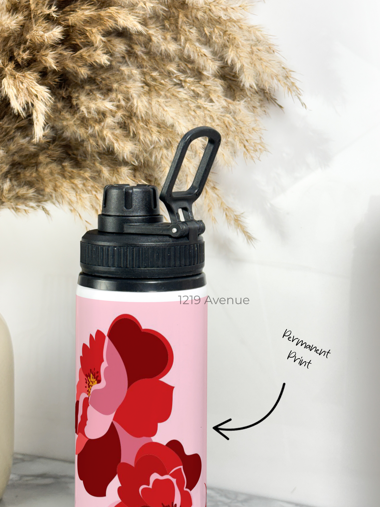 700ml Printed TANK-Sip Water Bottle | Rose Love Print | For Office, School, Sports | Sipper Bottle with Carry Hook, Durable & Stylish