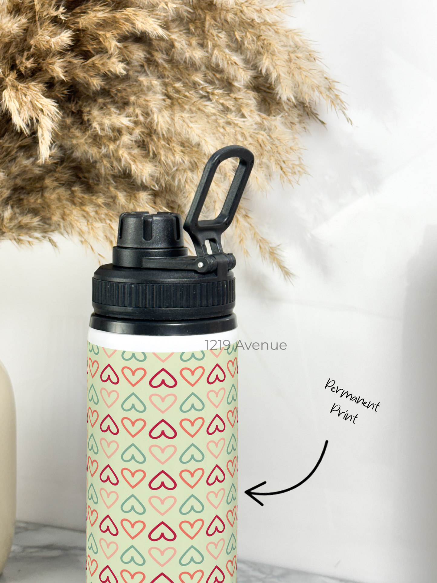 700ml Printed TANK-Sip Water Bottle | Hearts Match* Print | For Office, School, Sports | Sipper Bottle with Carry Hook, Durable & Stylish