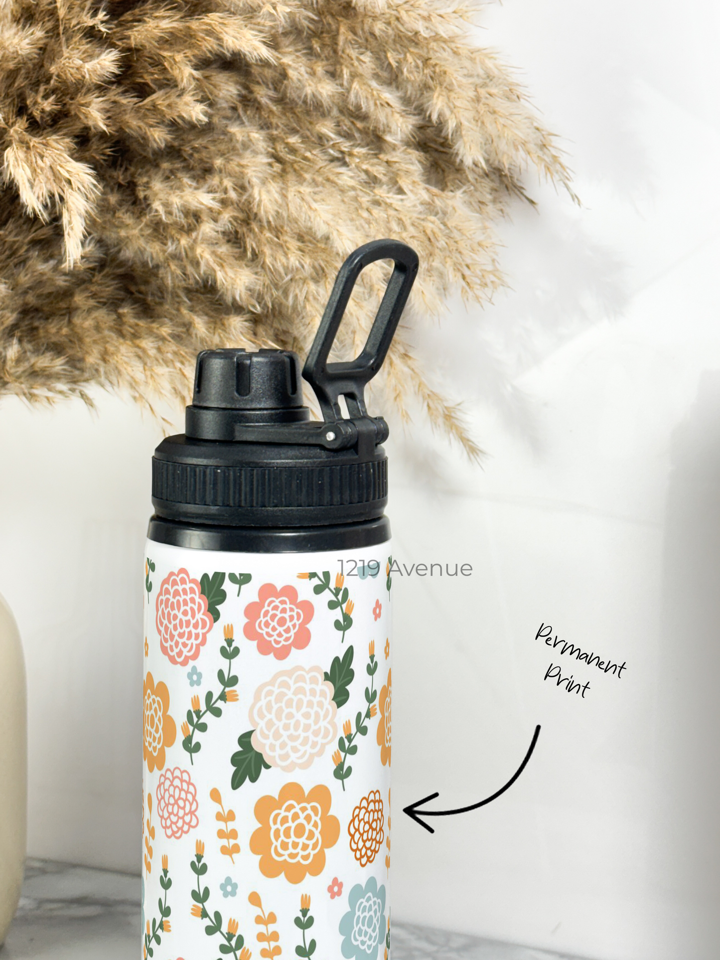 700ml Printed TANK-Sip Water Bottle | Flower Beaut Print | For Office, School, Sports | Sipper Bottle with Carry Hook, Durable & Stylish