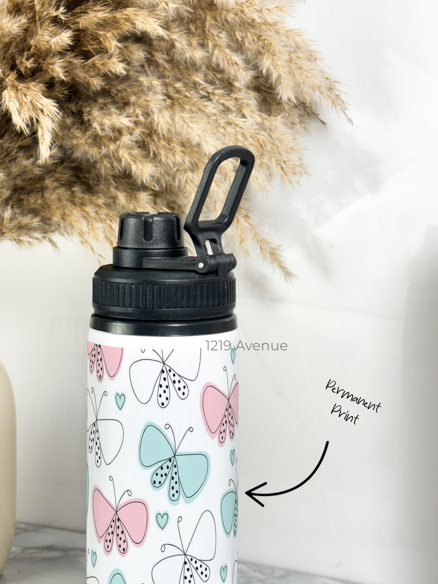 700ml Printed TANK-Sip Water Bottle | Butterfly Beut Print | For Office, School, Sports | Sipper Bottle with Carry Hook, Durable & Stylish