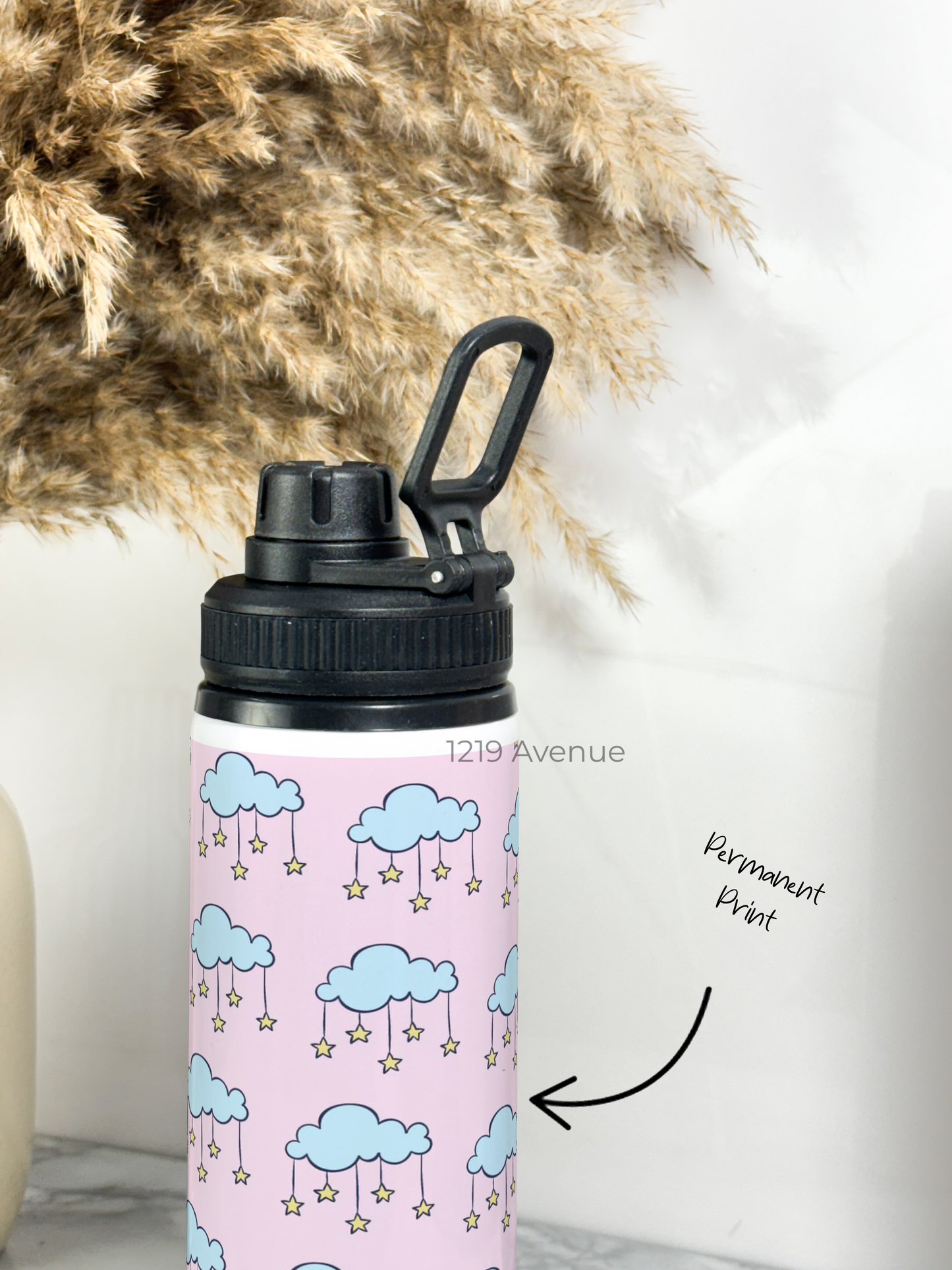 700ml Printed TANK-Sip Water Bottle | Starry Clouds Print | For Office, School, Sports | Sipper Bottle with Carry Hook, Durable & Stylish