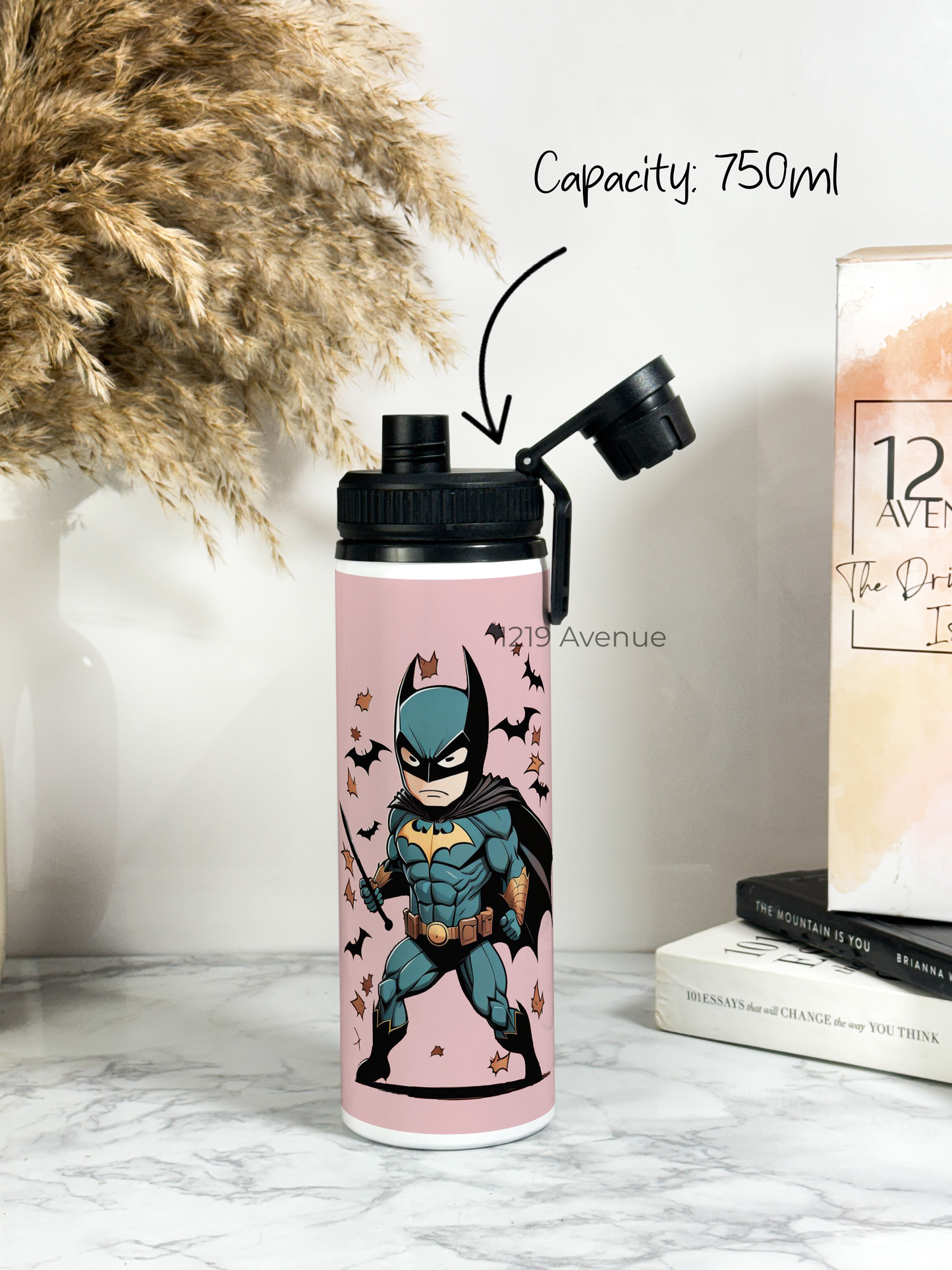 700ml Printed TANK-Sip Water Bottle | Get Him Bat-Man Print | For Office, School, Sports | Sipper Bottle with Carry Hook, Durable & Stylish