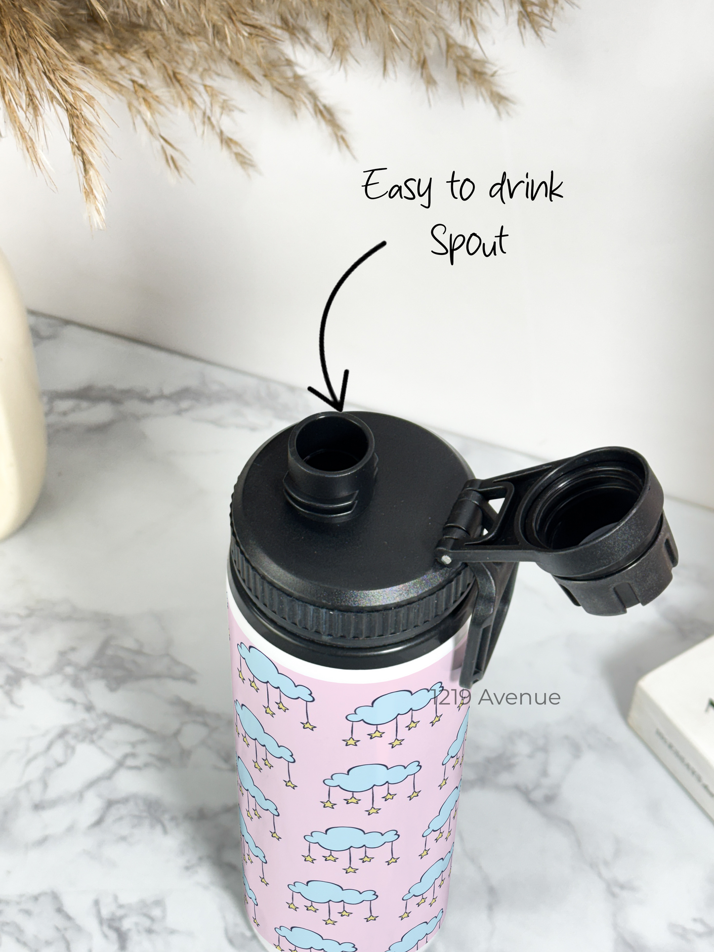 700ml Printed TANK-Sip Water Bottle | Starry Clouds Print | For Office, School, Sports | Sipper Bottle with Carry Hook, Durable & Stylish
