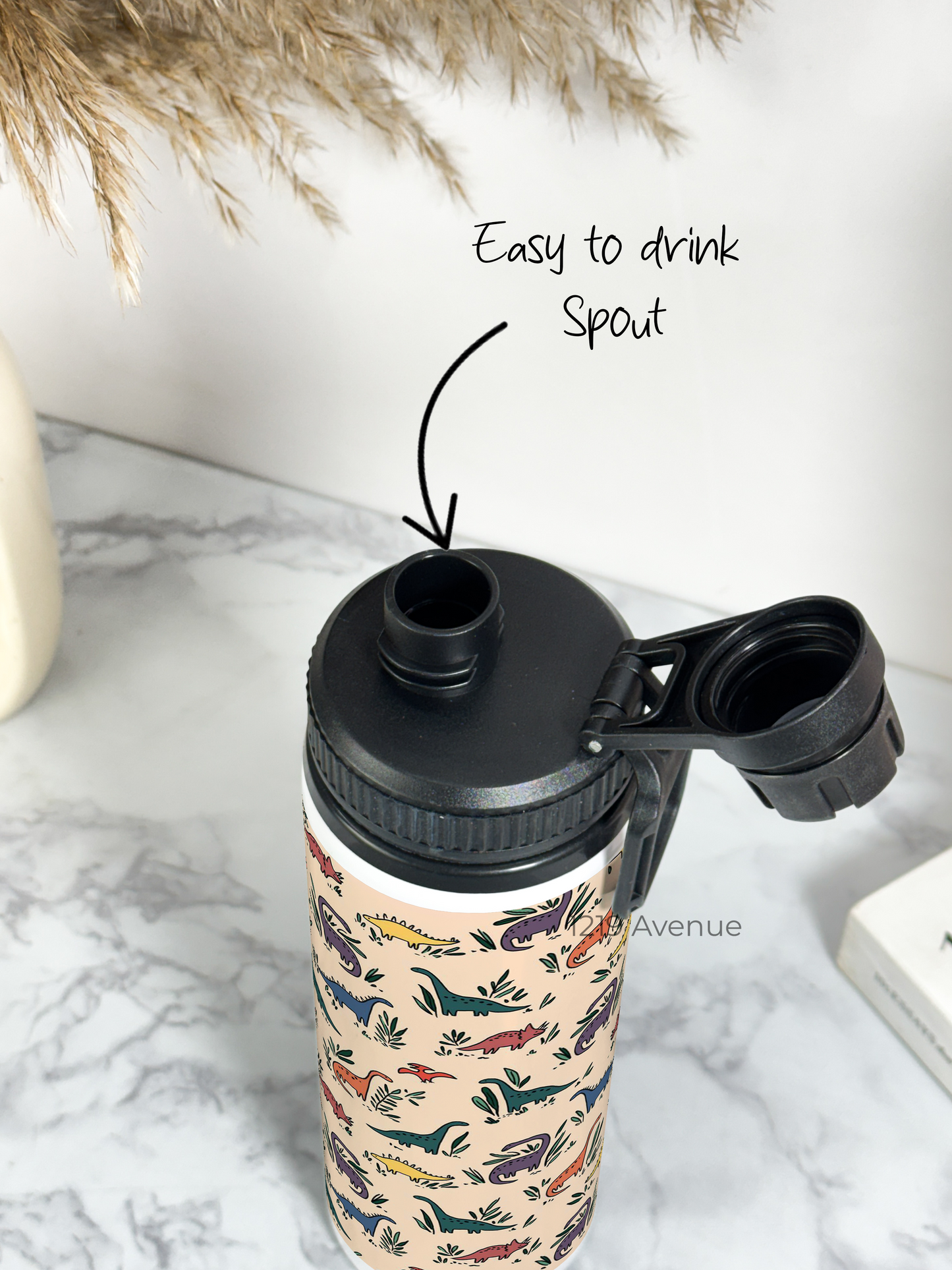 700ml Printed TANK-Sip Water Bottle | Lil Dino All over Print | For Office, School, Sports | Sipper Bottle with Carry Hook, Durable & Stylish