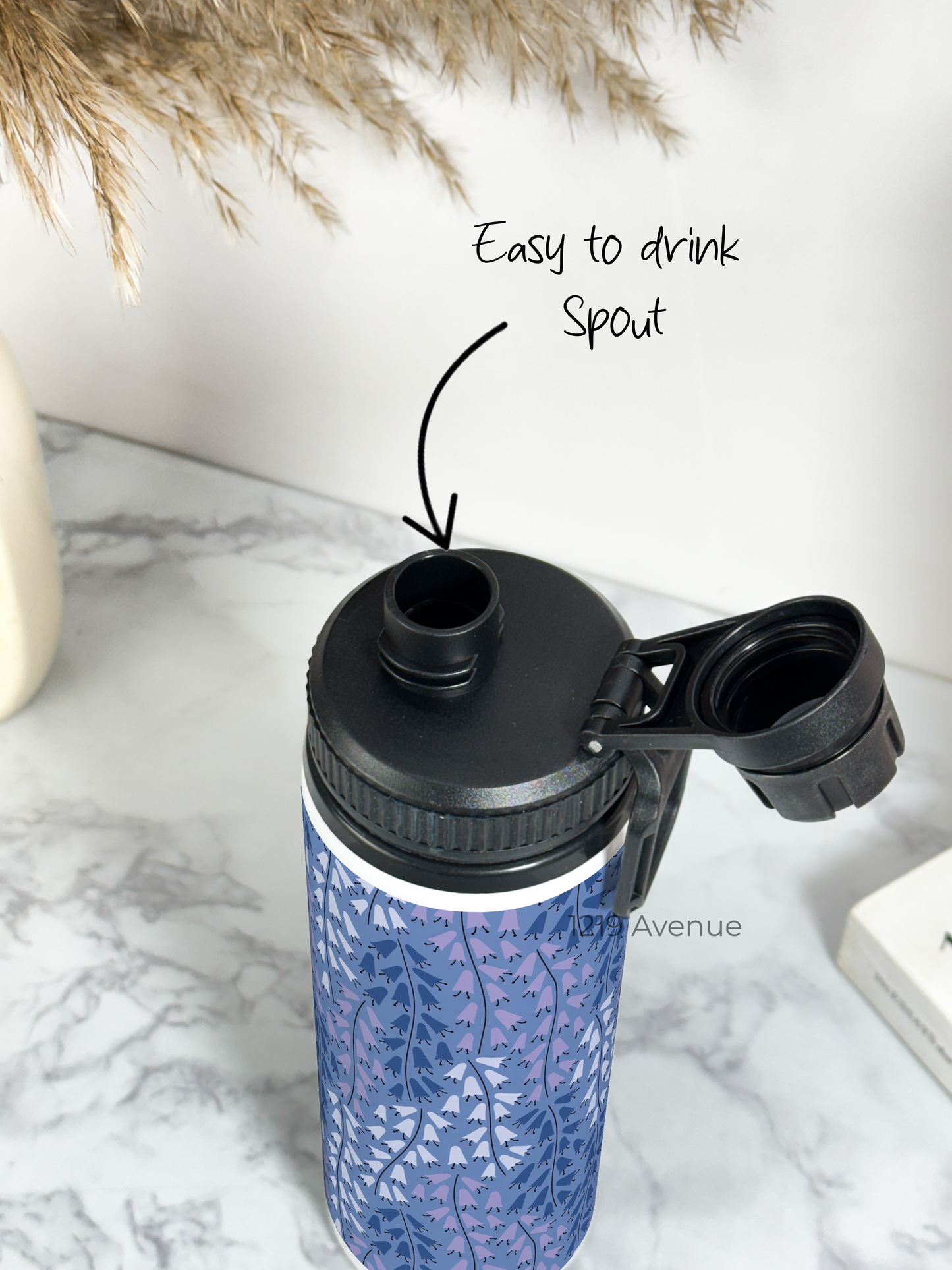 700ml Printed TANK-Sip Water Bottle | Lily Marble Print | For Office, School, Sports | Sipper Bottle with Carry Hook, Durable & Stylish