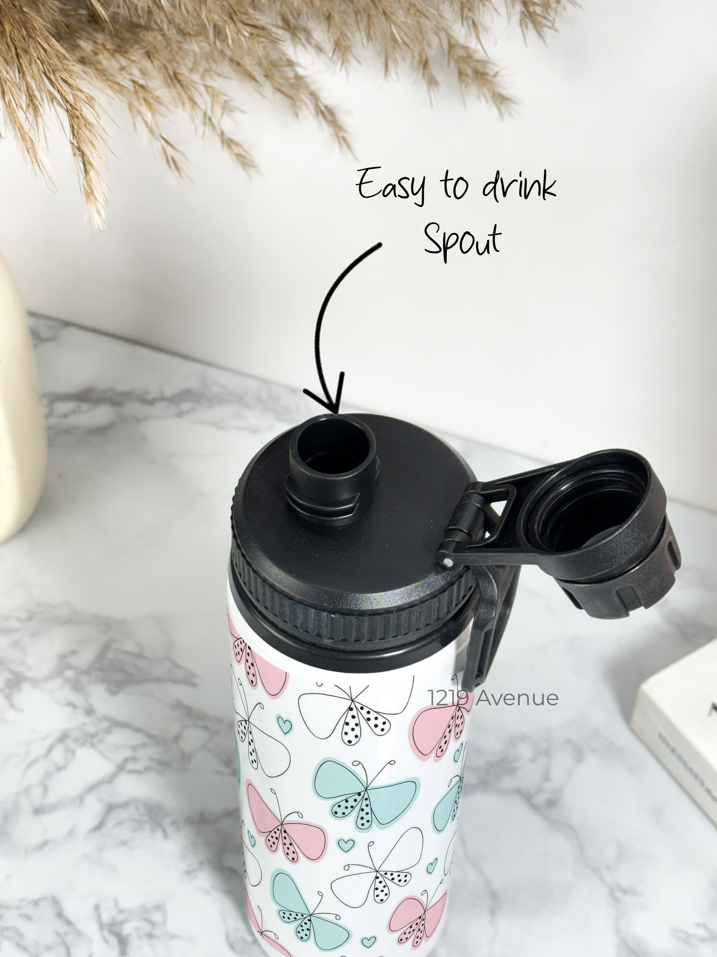 700ml Printed TANK-Sip Water Bottle | Butterfly Beut Print | For Office, School, Sports | Sipper Bottle with Carry Hook, Durable & Stylish