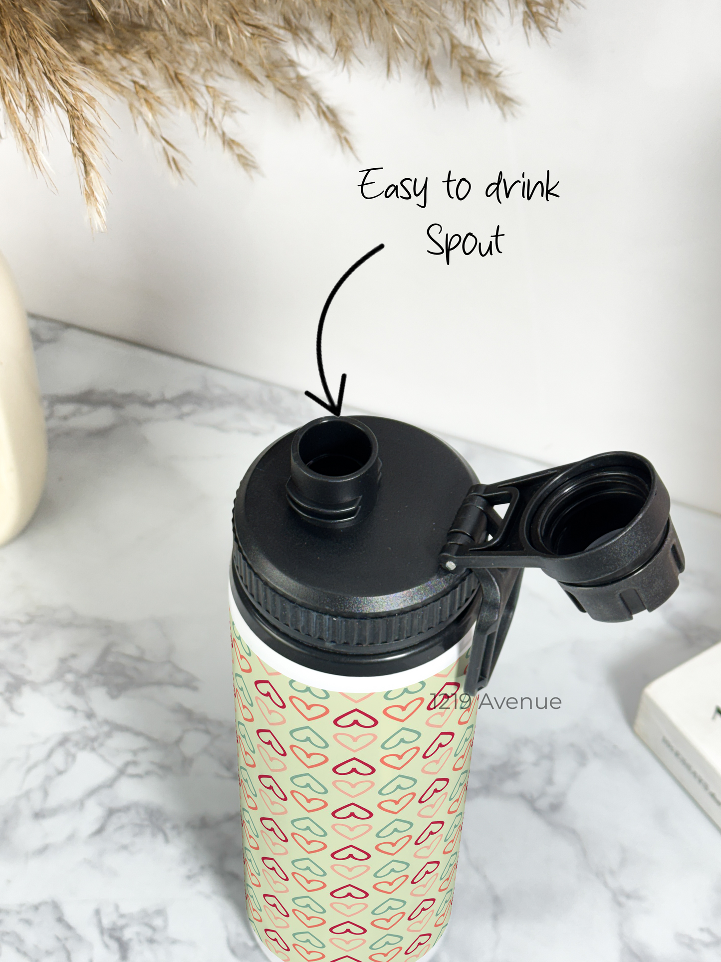 700ml Printed TANK-Sip Water Bottle | Hearts Match* Print | For Office, School, Sports | Sipper Bottle with Carry Hook, Durable & Stylish