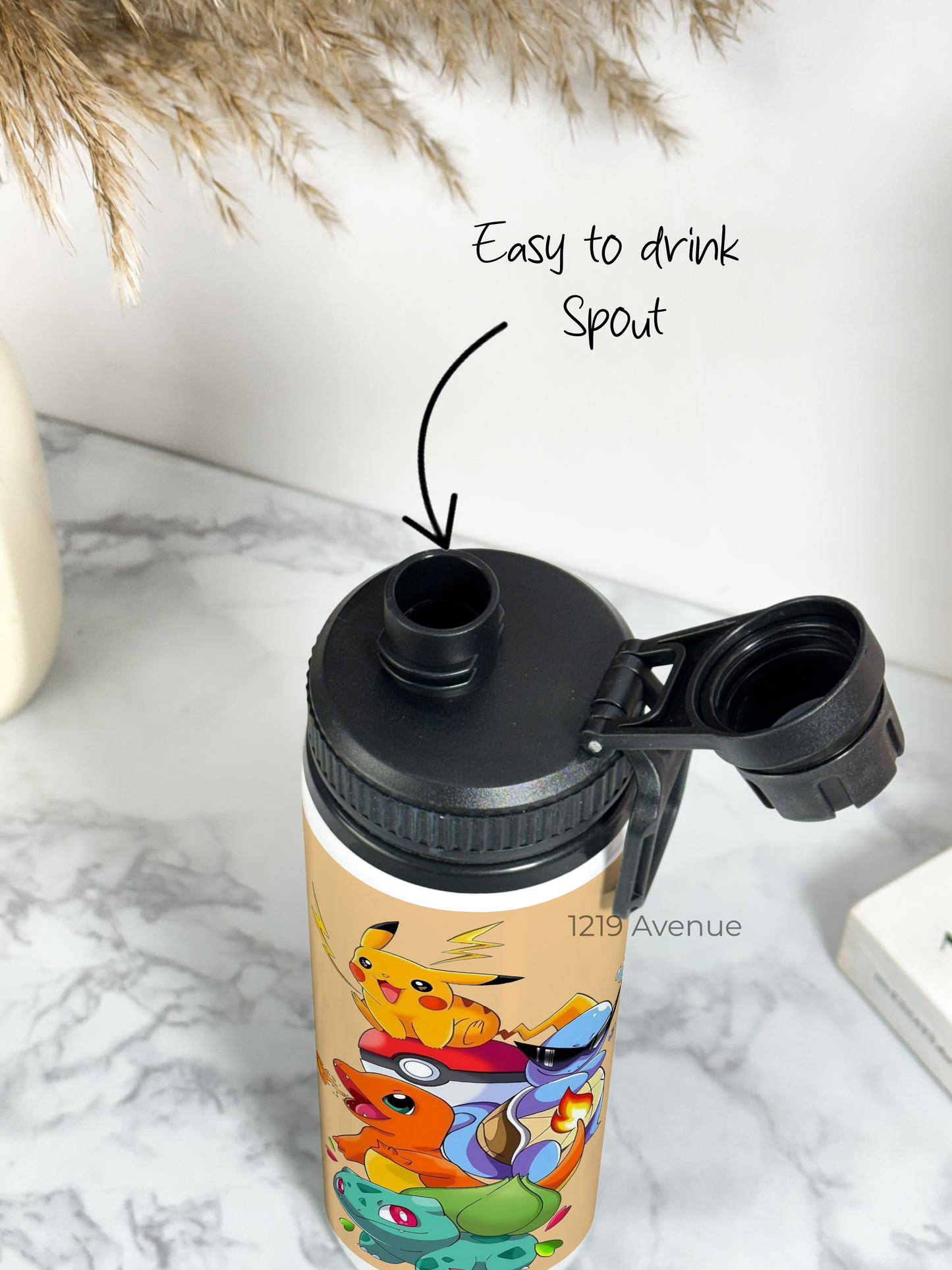700ml Printed TANK-Sip Water Bottle | Ashy-Pokemon Print | For Office, School, Sports | Sipper Bottle with Carry Hook, Durable & Stylish