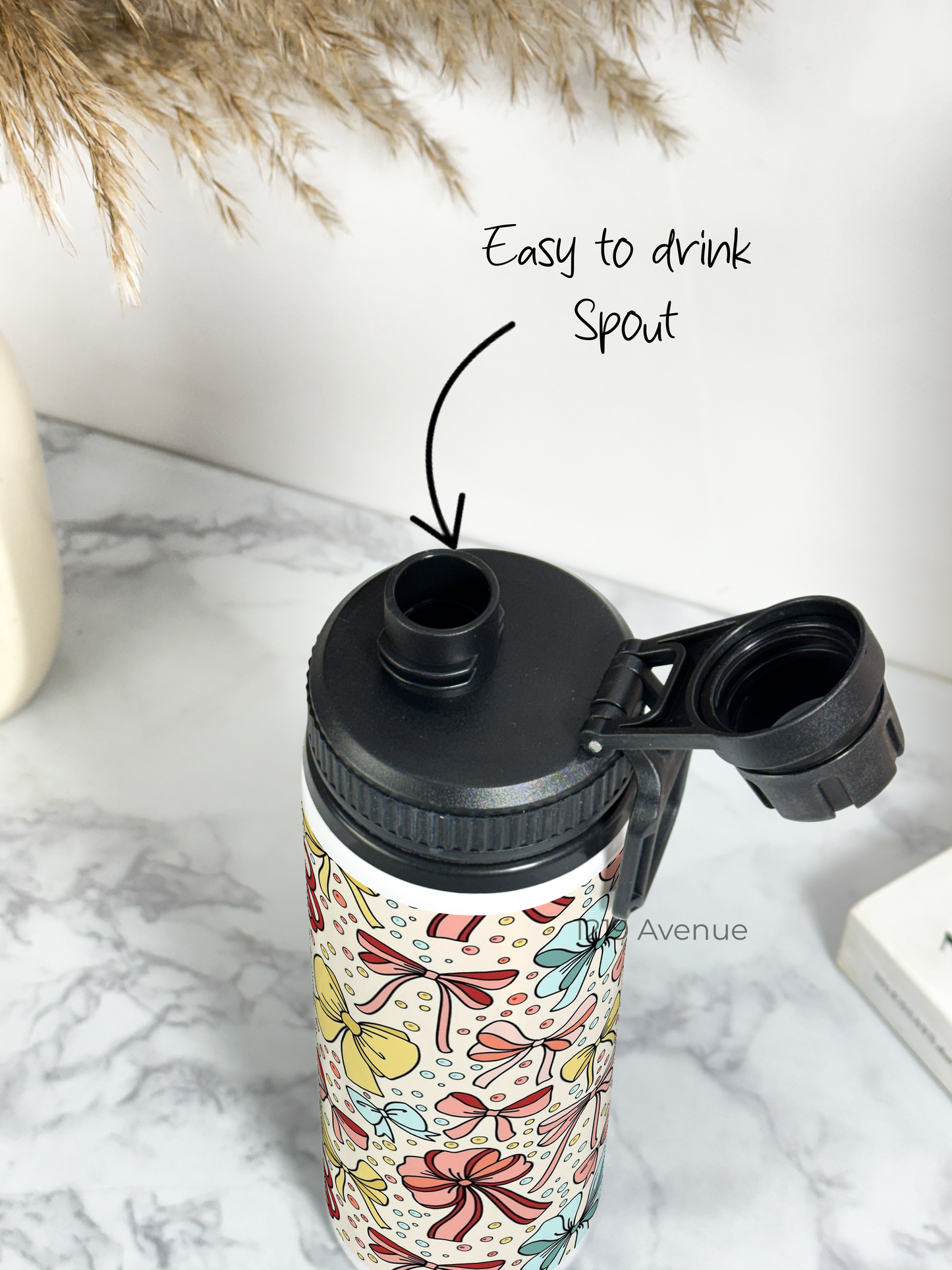 700ml Printed TANK-Sip Water Bottle | Bows Beauty Print | For Office, School, Sports | Sipper Bottle with Carry Hook, Durable & Stylish
