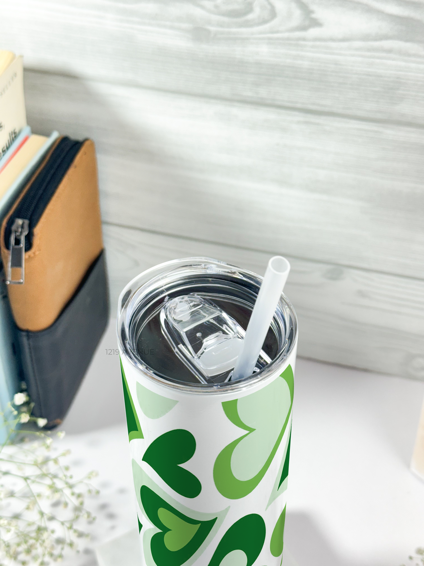Colossal Tumbler 700ml with Straw | Sage Hearty Swirl Print| Double Walled Insulated Tumbler 7-8 hrs