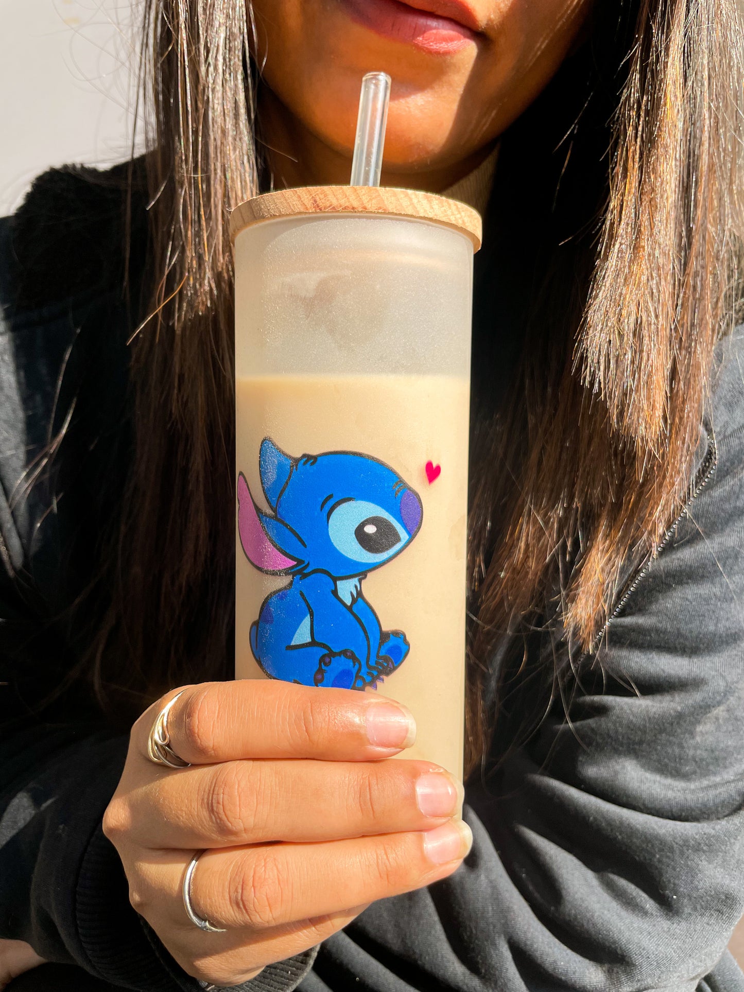 Frosted Grande Sipper 650ml| Stich Print| 20oz Tall Tumbler with lid and straw