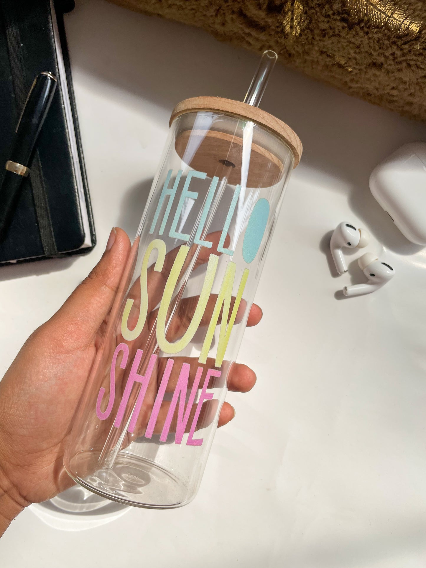 Grande Sipper 650ml| Hello Sun Shine Print| 22 oz Coffee Tumbler with Straw and Lid