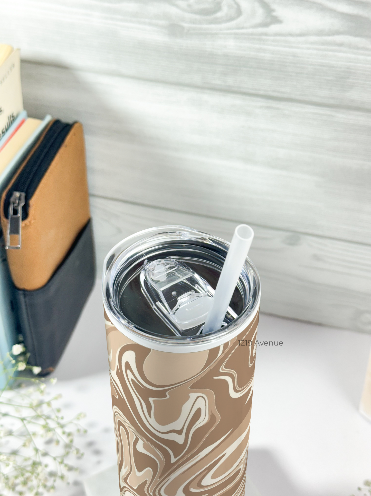 Colossal Tumbler 700ML with Straw | Maroon Mirage Print |Double Walled Insulated Tumbler 7-8 hrs