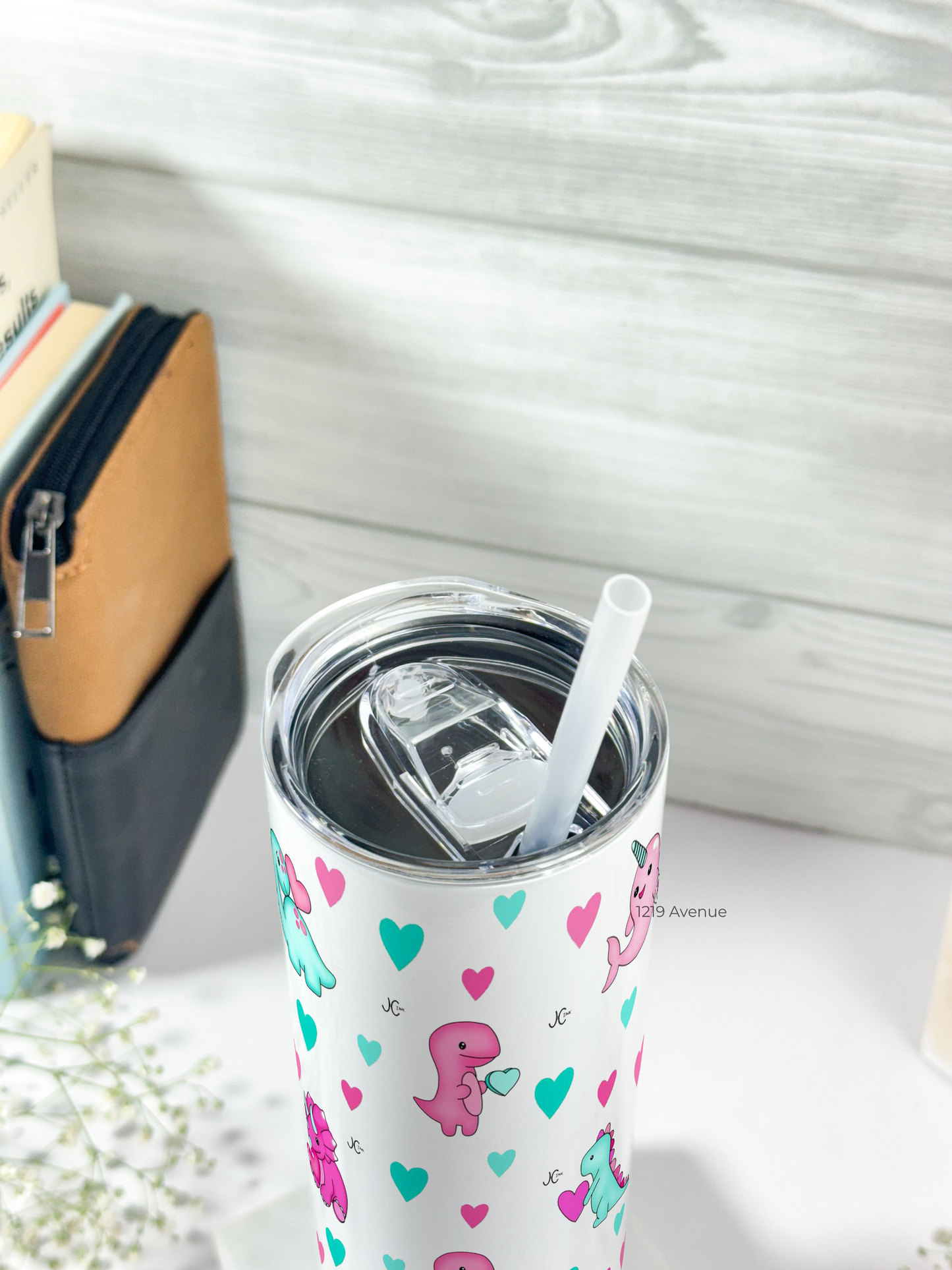 Colossal Tumbler 750ML with straw| Dino Doodle Print |Double Walled Insulated Tumbler