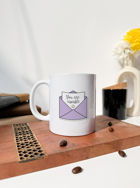 Ceramic White Mug 350ml | You Are Capable Print | Pocket Picks Mugs