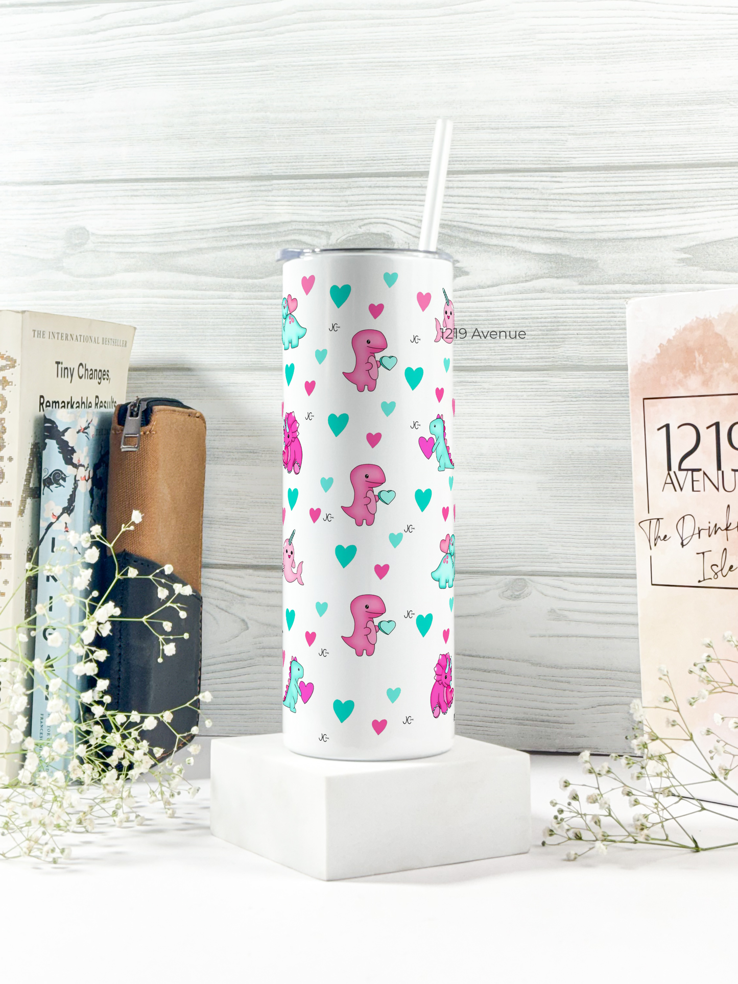 Colossal Tumbler 750ML with straw| Dino Doodle Print |Double Walled Insulated Tumbler