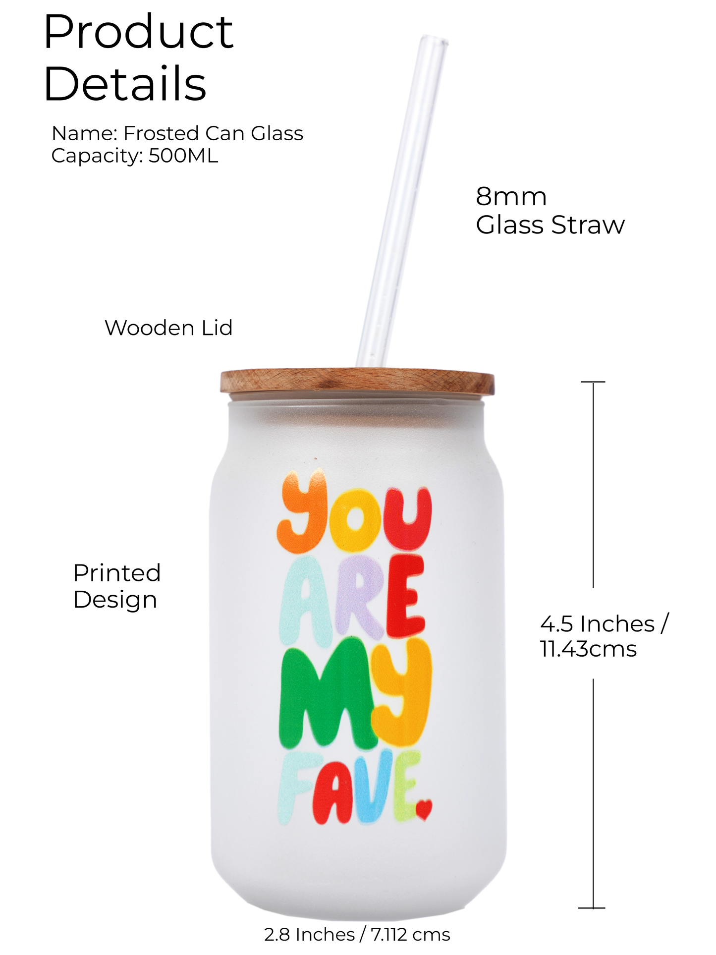 Frosted Can Shaped Sipper 500ml| You Are My Fav'e Print| 17oz Can Tumbler with Lid and Straw