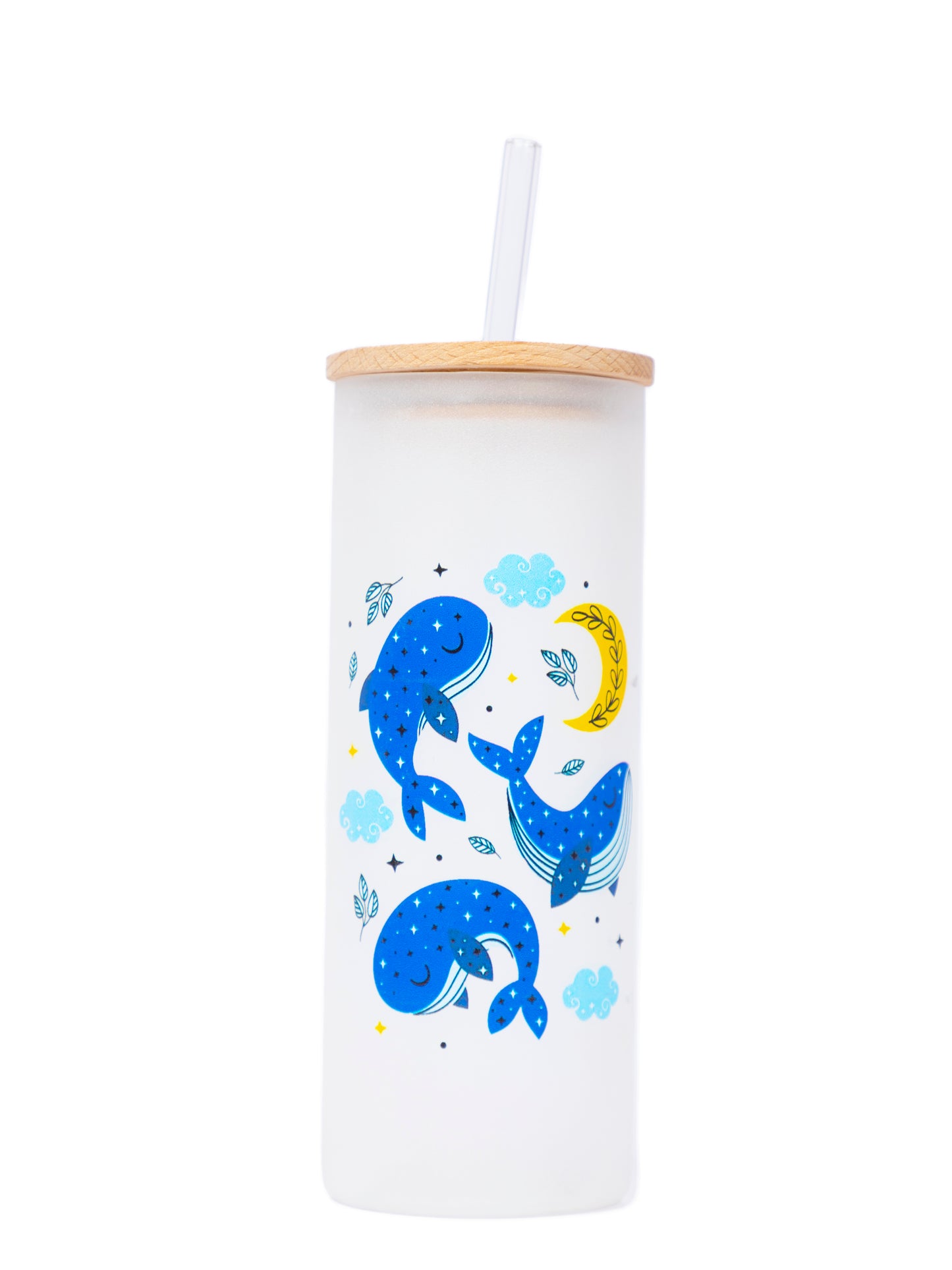 Frosted Grande Sipper 650ml| Over Whaleming Print| 20oz Tall Tumbler with lid and straw