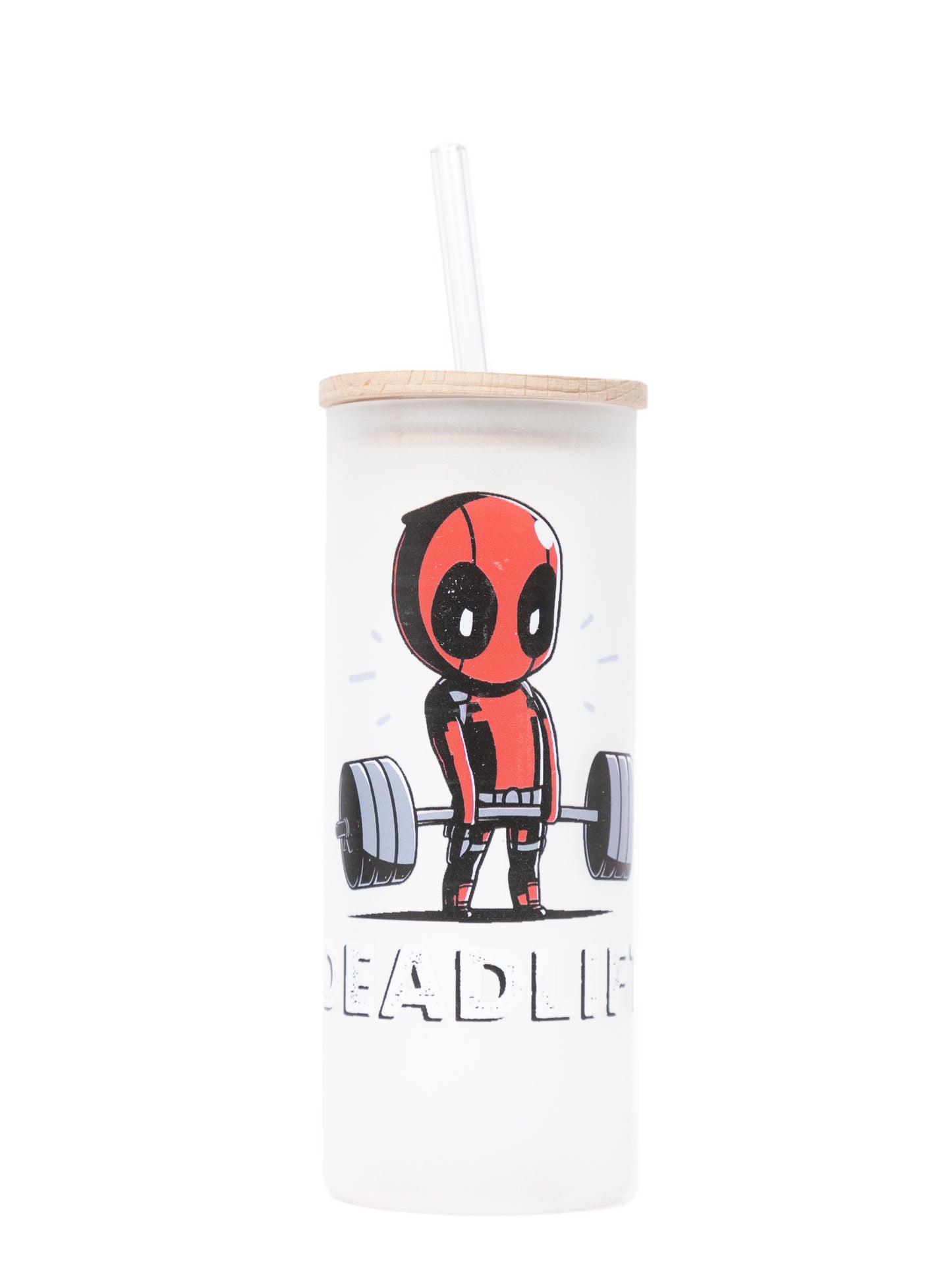 Frosted Grande Sipper 650ml| Deadpool Deadlift Print| 20oz Tall Tumbler with Straw and Lid