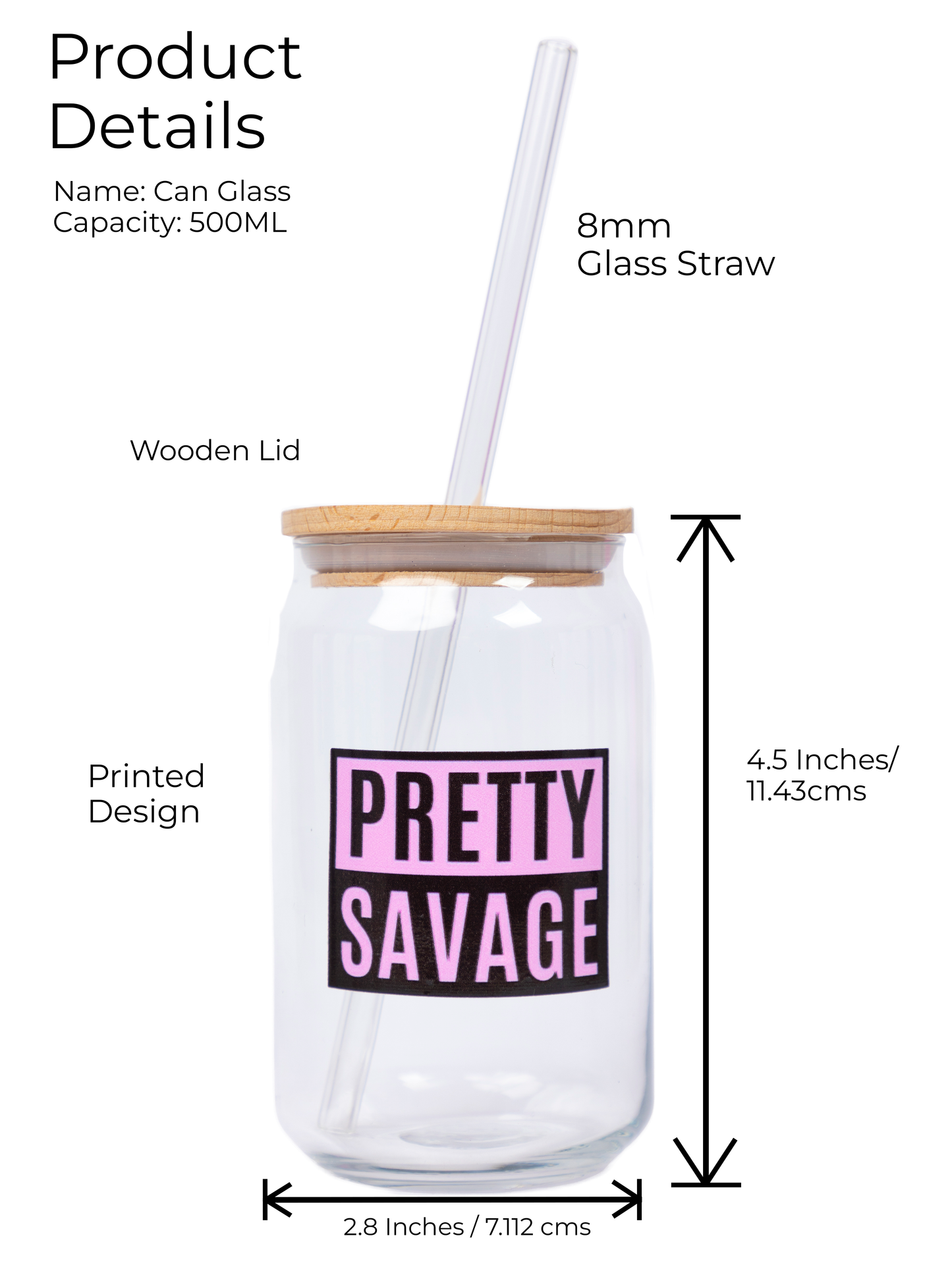 Can Shaped Sipper 500ml| Pretty Savage Print | 18oz Can Tumbler with lid, straw and coaster.