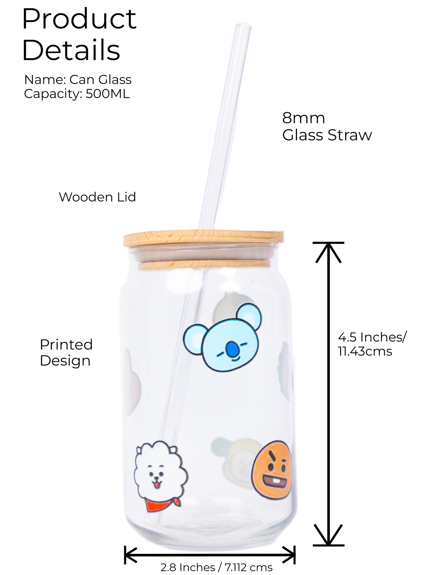 Can Shaped Sipper 500ml| BTS All Over Print | 18oz Can Tumbler with lid, straw and coaster.