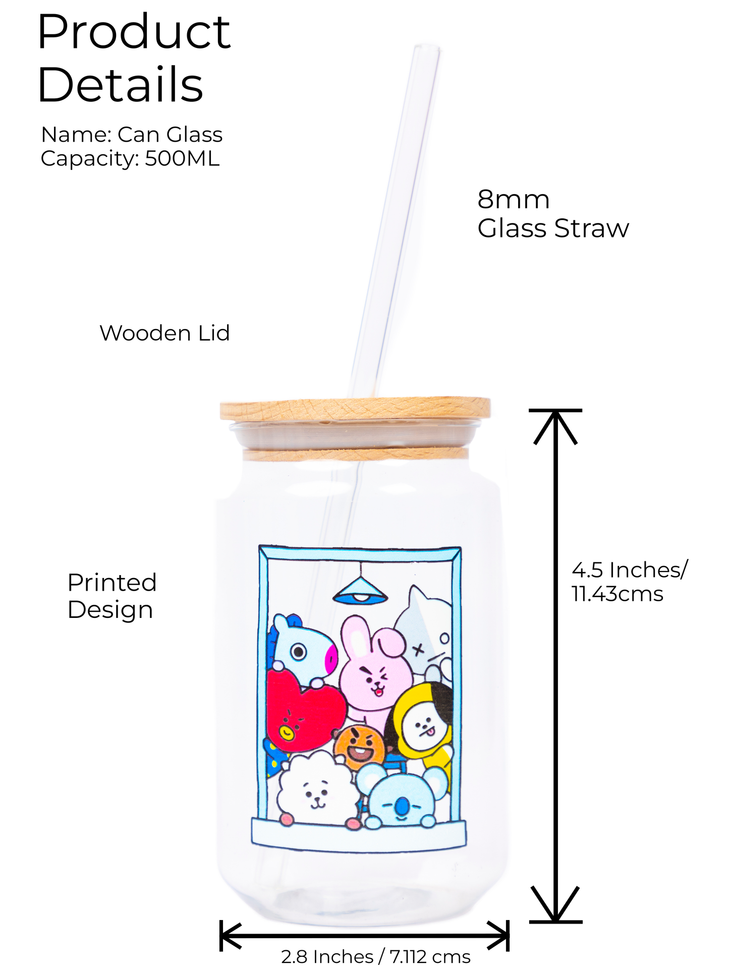 Can Shaped Sipper 500ml| BTS Frame Print | 18oz Can Tumbler with lid, straw and coaster.