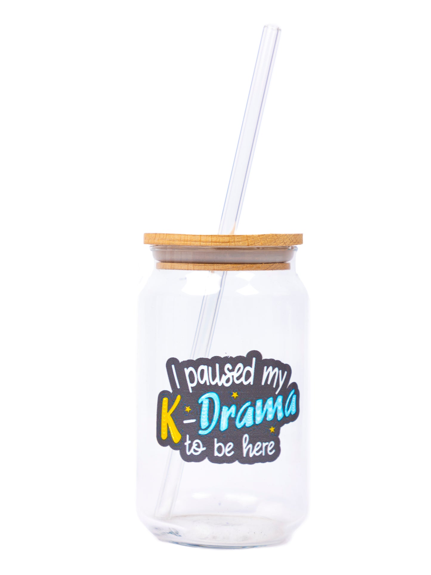 Can Shaped Sipper 500ml| Paused K-Drama Print | 18oz Can Tumbler with lid, straw and coaster.