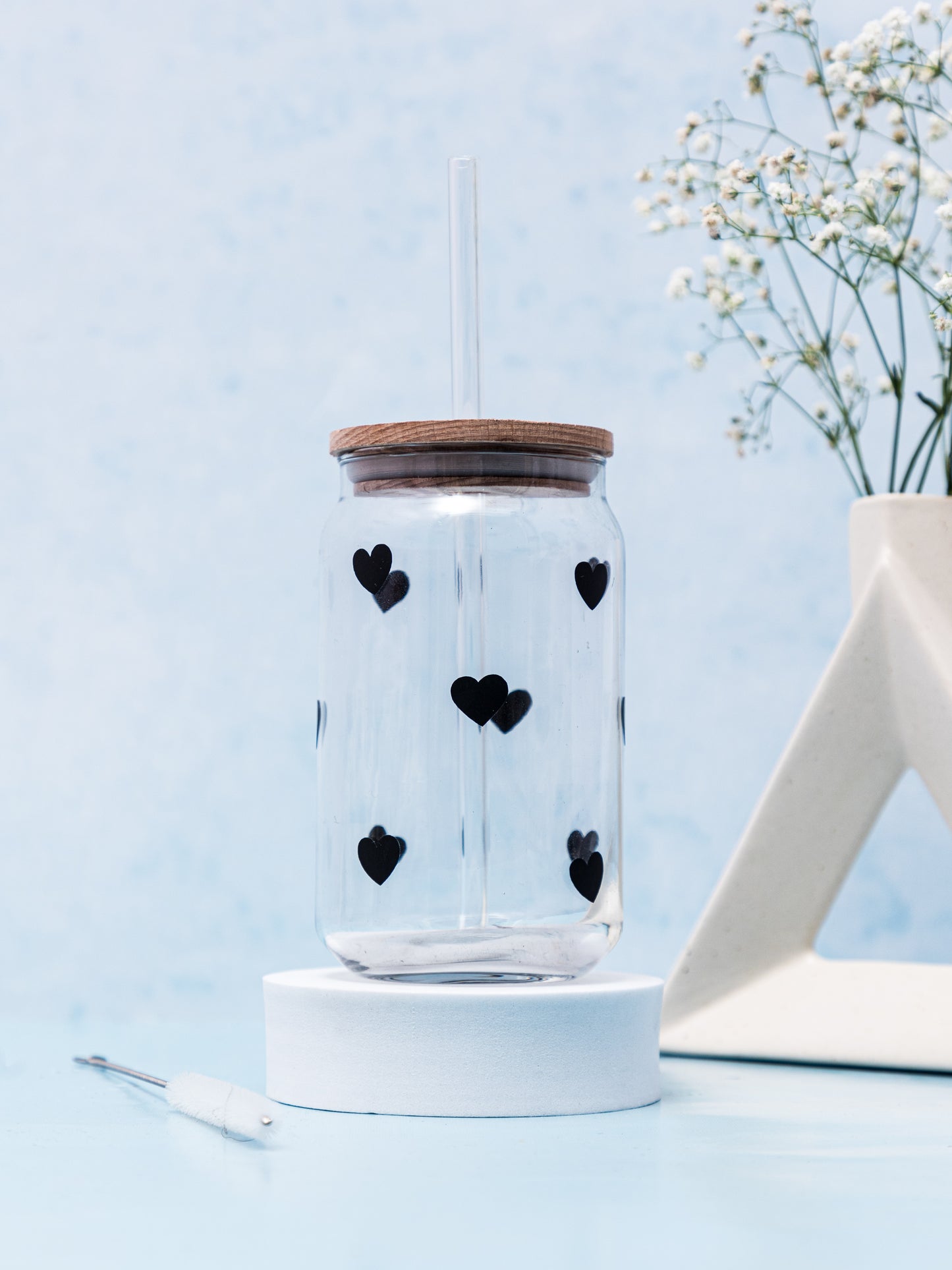 Can Shaped Sipper 500ml| Minion Hearts Print | 18oz Can Tumbler with lid, straw and coaster.