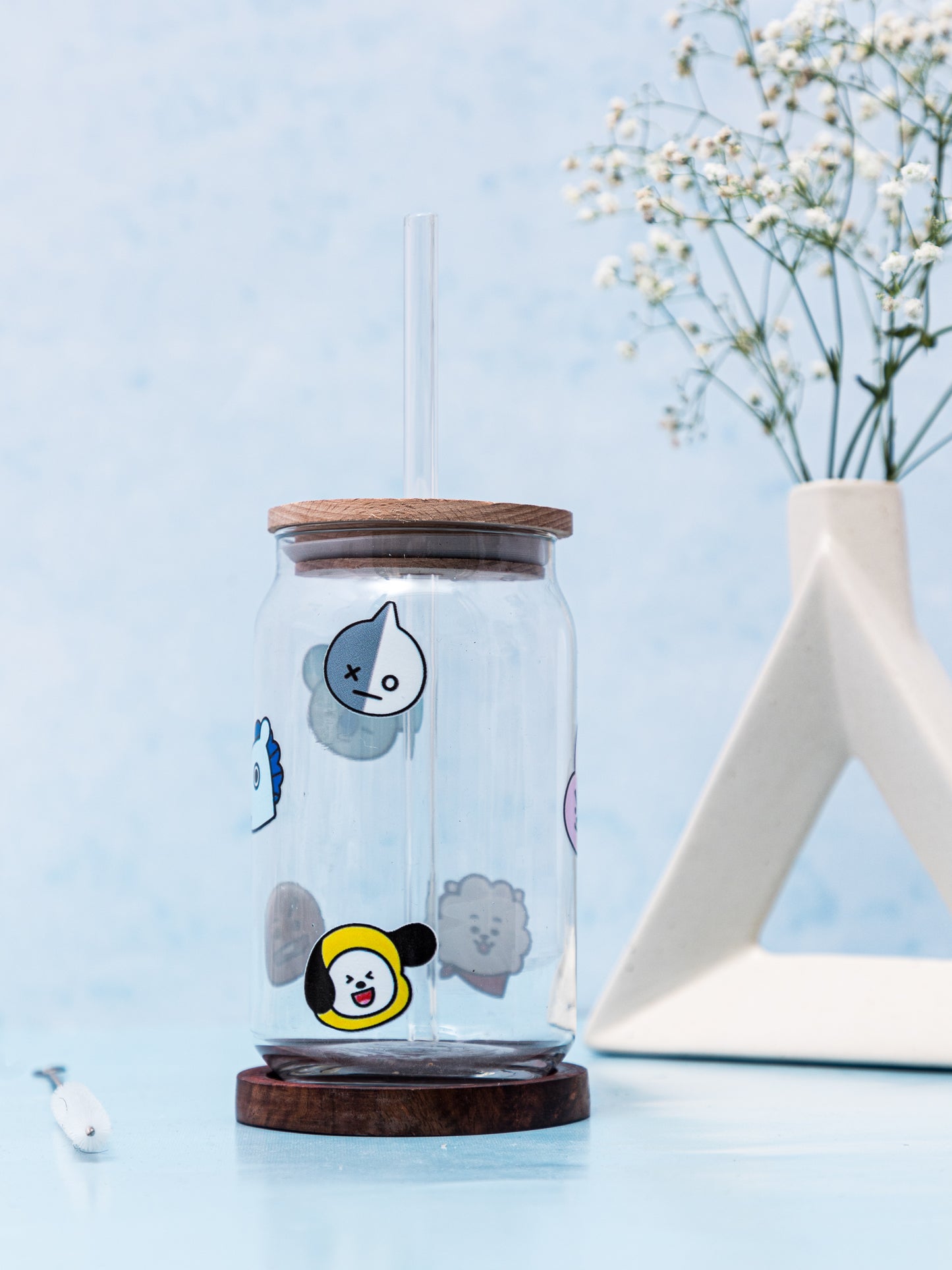 Can Shaped Sipper 500ml| BTS All Over Print | 18oz Can Tumbler with lid, straw and coaster.