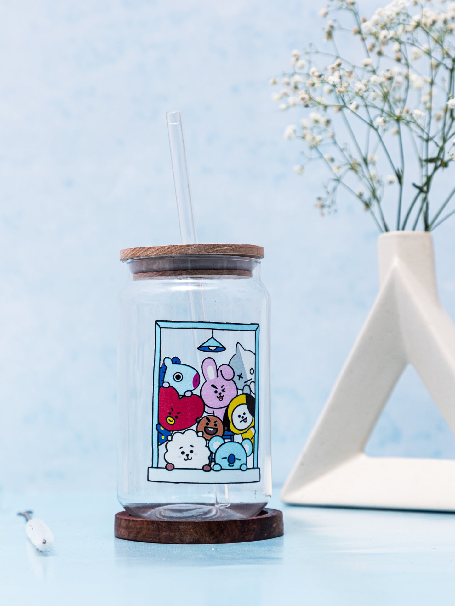 Can Shaped Sipper 500ml| BTS Frame Print | 18oz Can Tumbler with lid, straw and coaster.