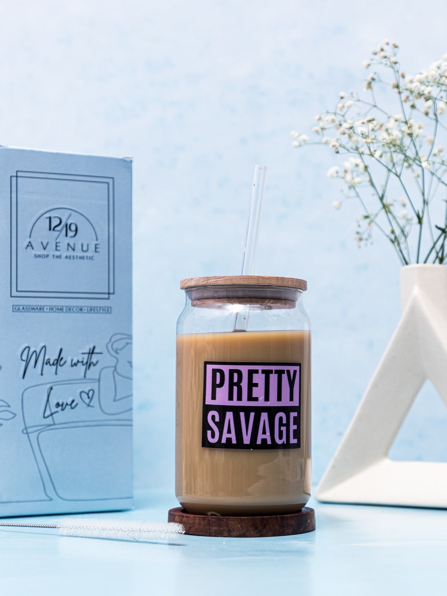 Can Shaped Sipper 500ml| Pretty Savage Print | 18oz Can Tumbler with lid, straw and coaster.