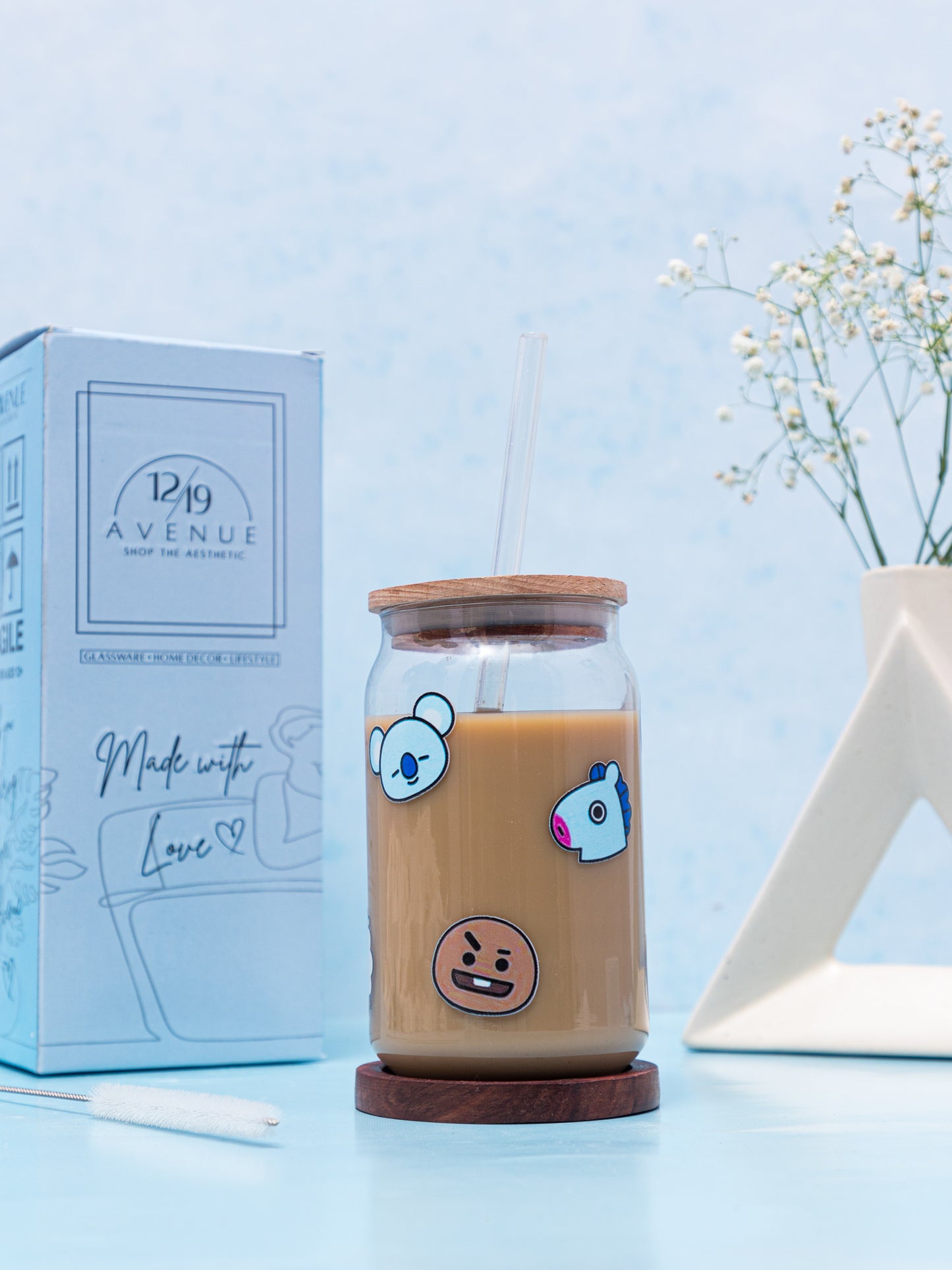 Can Shaped Sipper 500ml| BTS All Over Print | 18oz Can Tumbler with lid, straw and coaster.