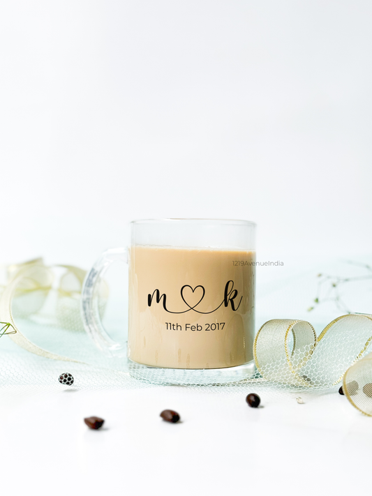 Personalized Clear Mug 350ml | Couple Initial Mug Permanent Print | Pocket Picks Mugs |