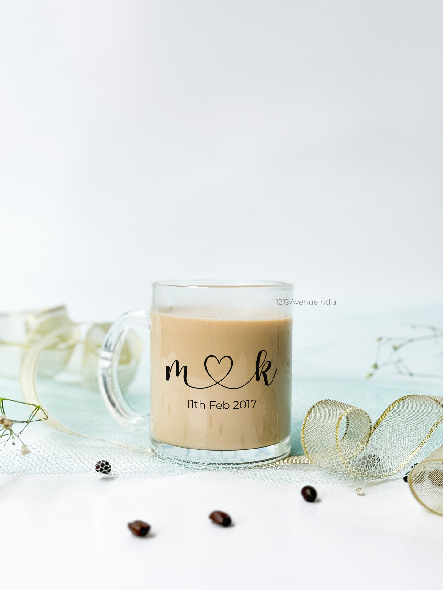 Personalized Clear Mug 350ml | Couple Initial Mug Permanent Print | Pocket Picks Mugs |