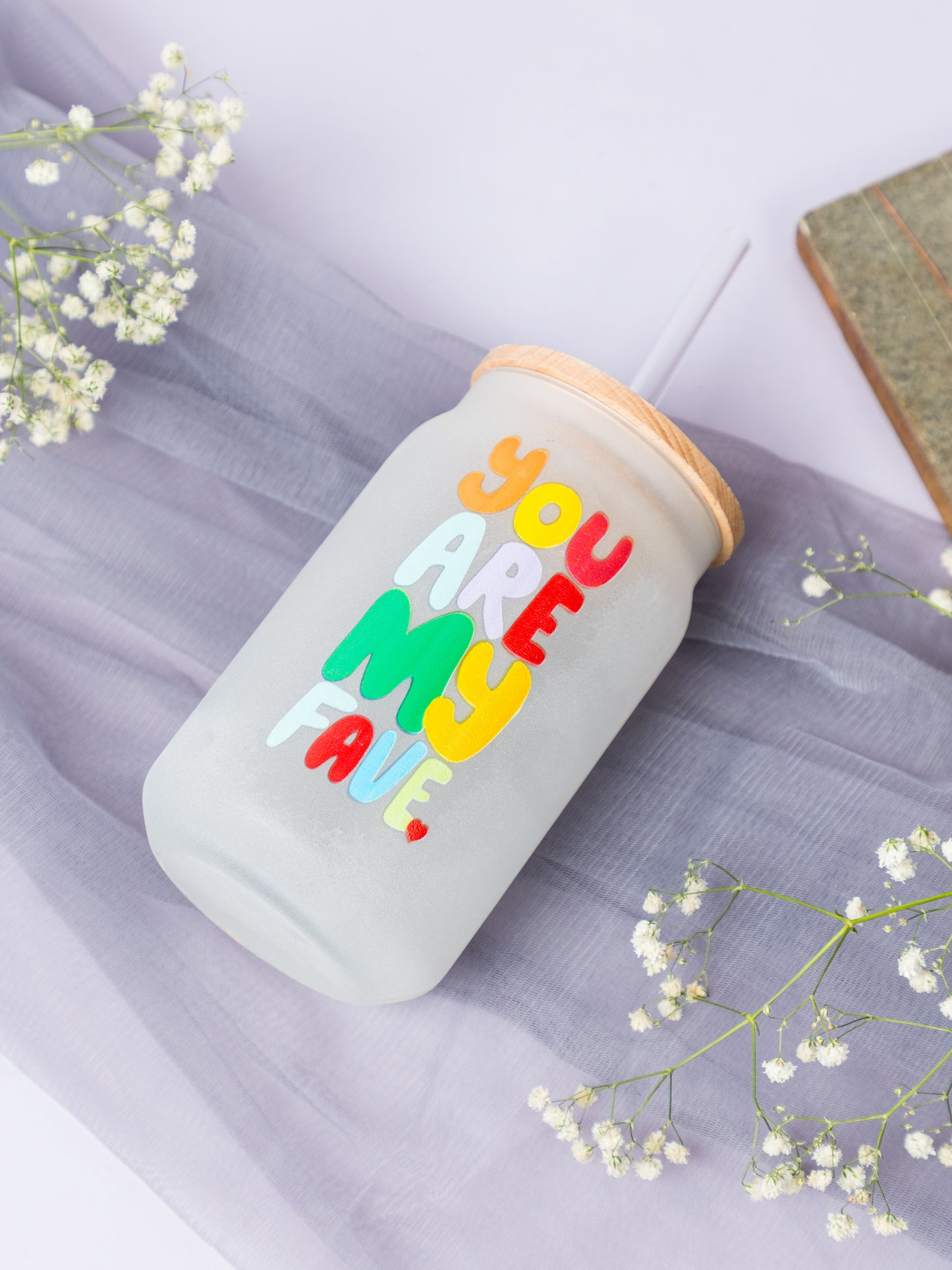Frosted Can Shaped Sipper 500ml| You Are My Fav'e Print| 17oz Can Tumbler with Lid and Straw