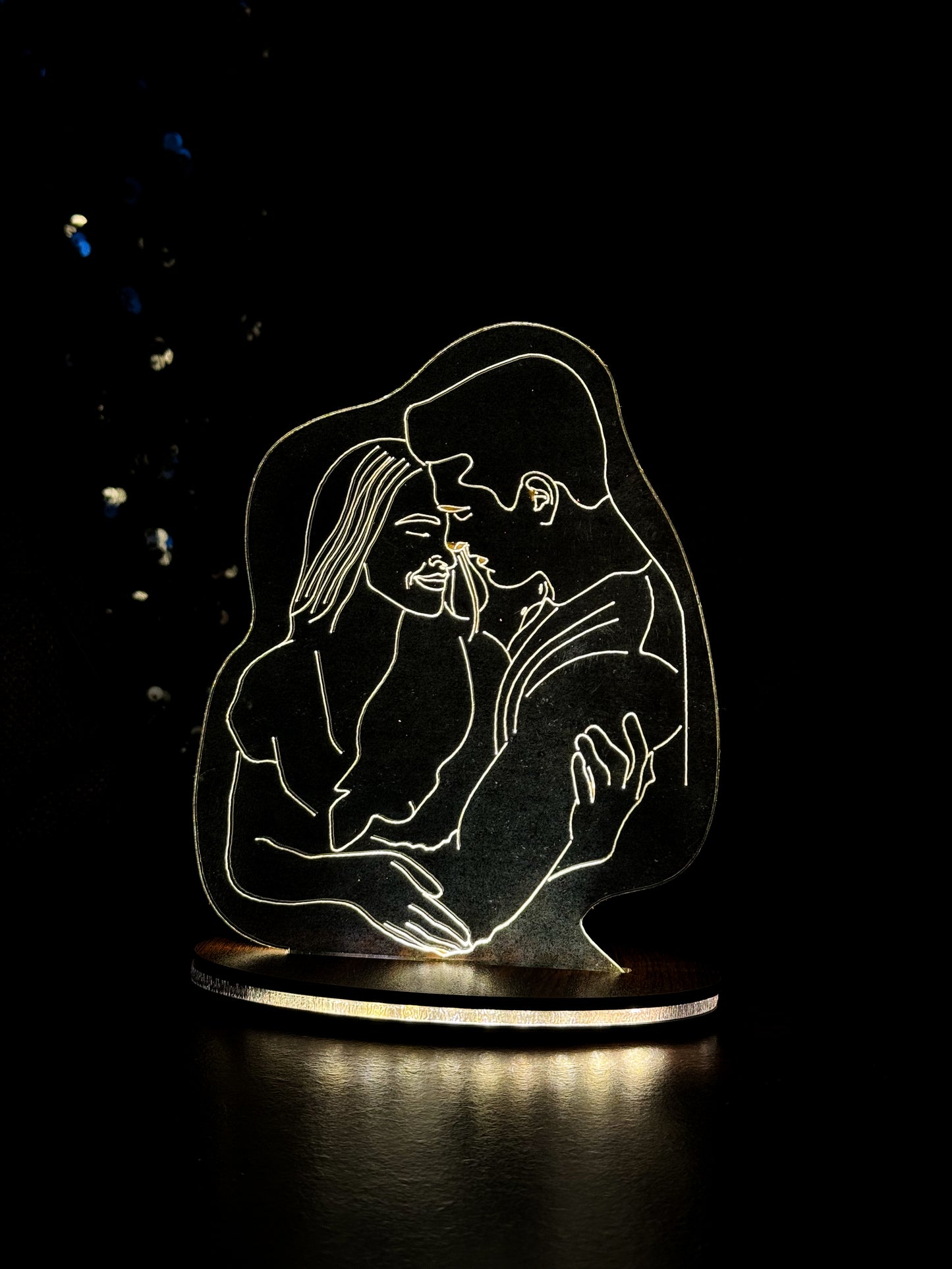 Personalized LED Side Table Lamp| Line Art Customized|Loved Ones Lamp | Valentines Special