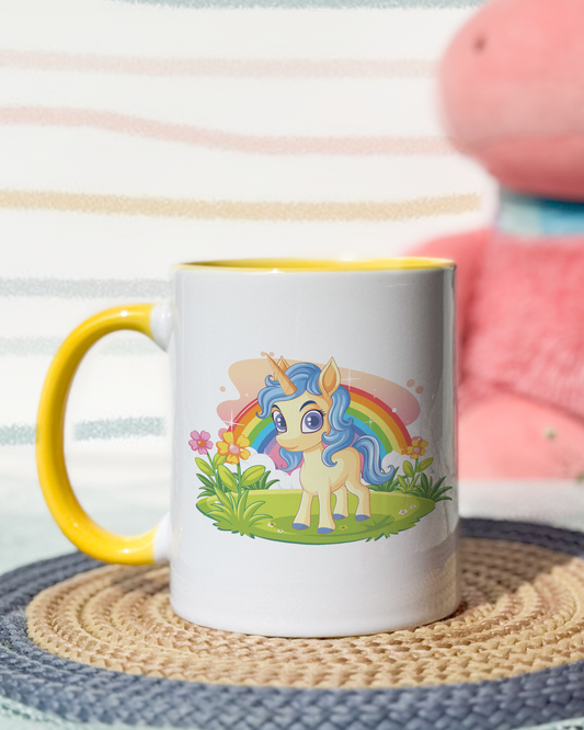 Kids Ceramic Mug 350ml | Unicorns & Rainbows Permanent Print | Kids Worthy Mugs
