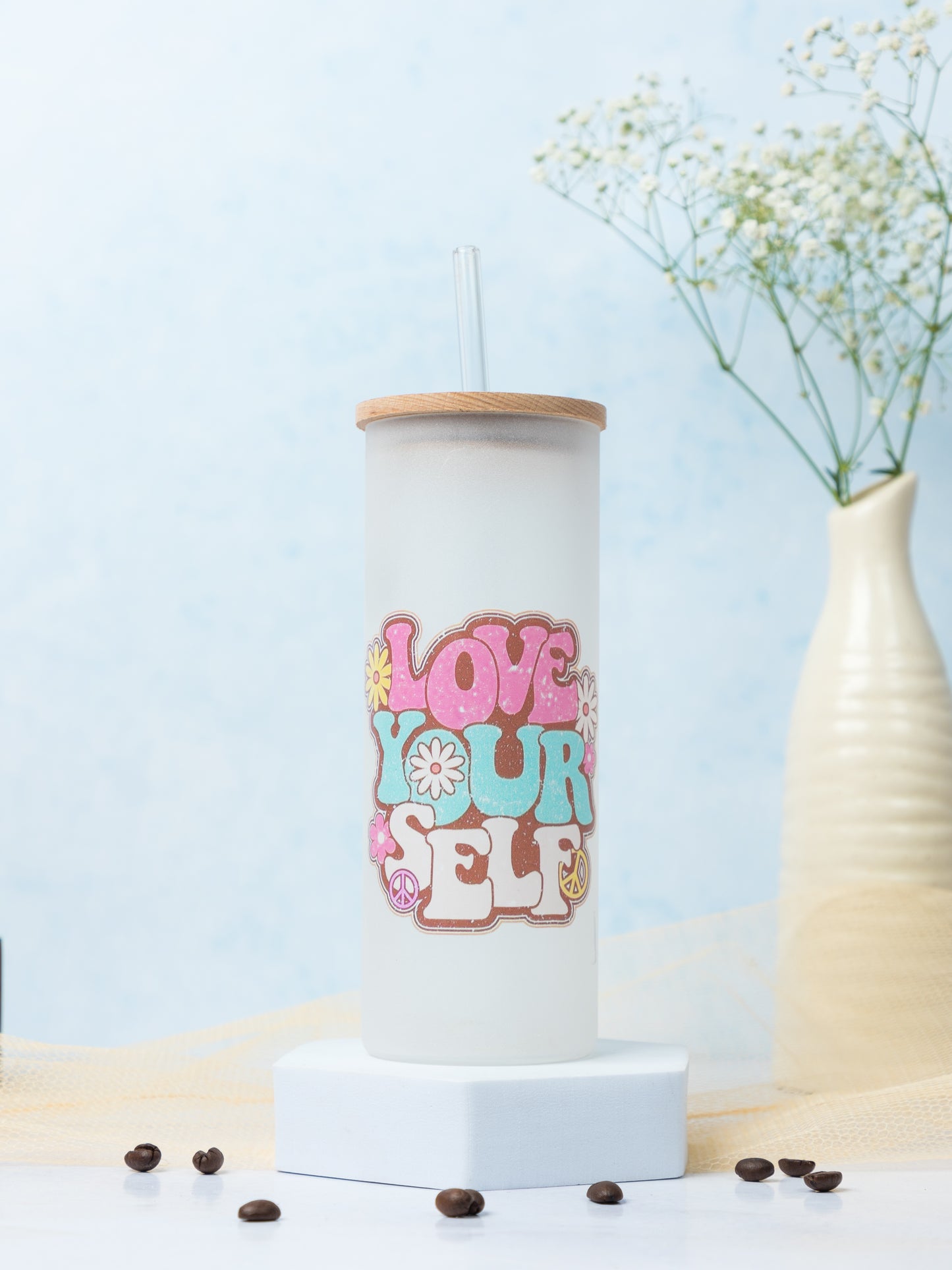 Frosted Grande Sipper 650ml| Love Yourself Print| 20oz Tall Tumbler