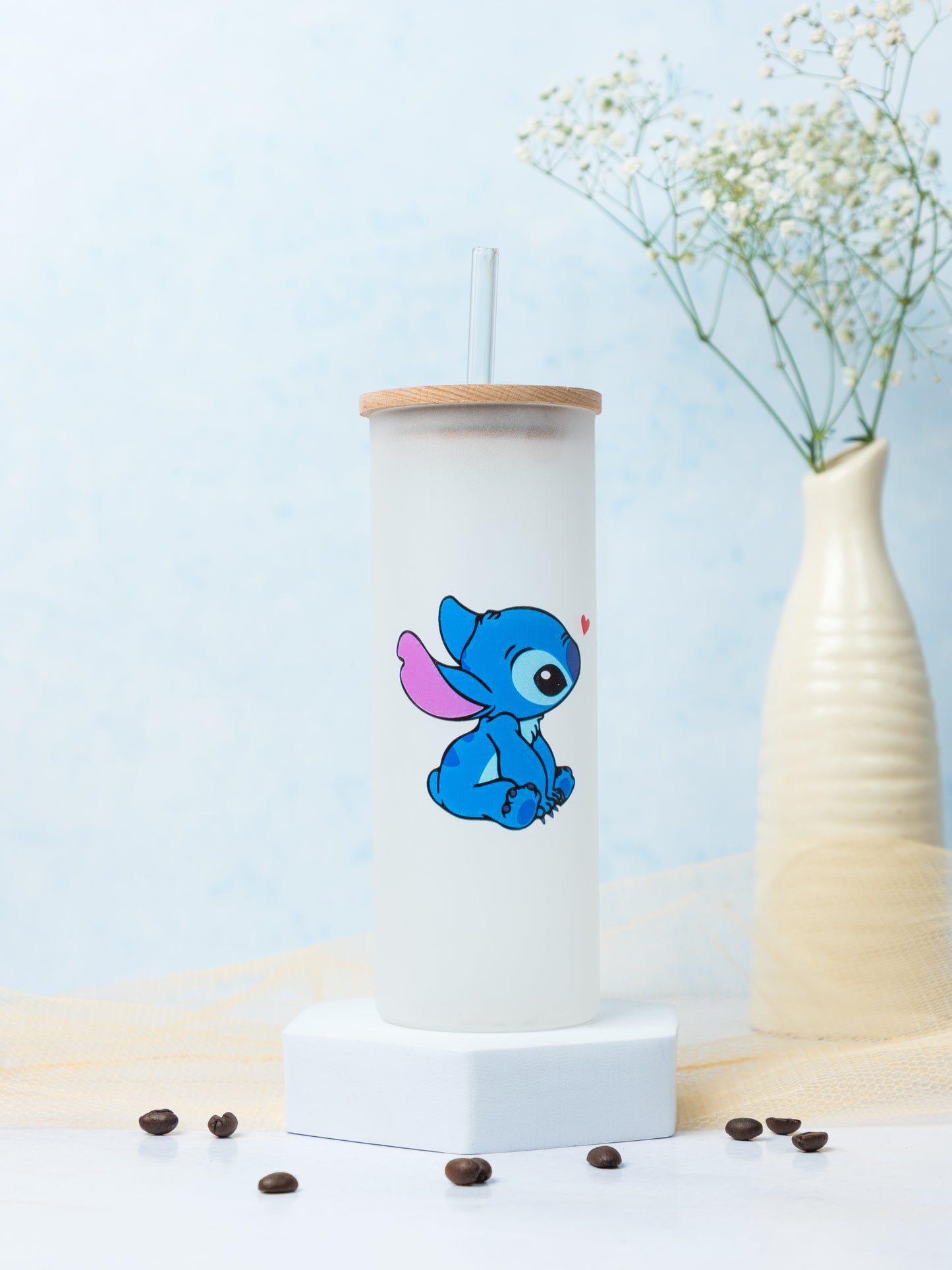 Frosted Grande Sipper 650ml| Stich Print| 20oz Tall Tumbler with lid and straw