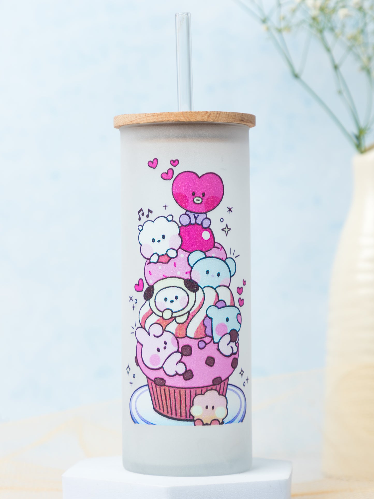 Frosted Grande Sipper 650ml| BT21 Print| 20oz Tall Tumbler with Straw and Lid
