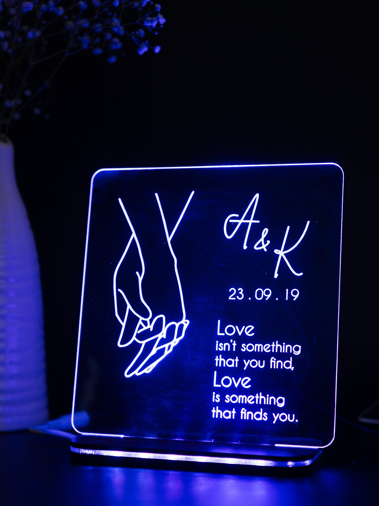 Personalized LED Side Table Lamp | Hold My Hands Couple Customized | NO COD