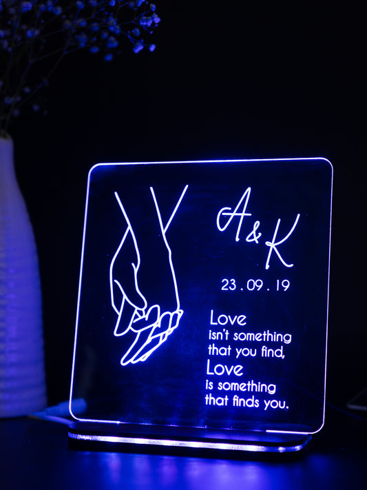 Personalized LED Side Table Lamp | Hold My Hands Couple Customized | NO COD