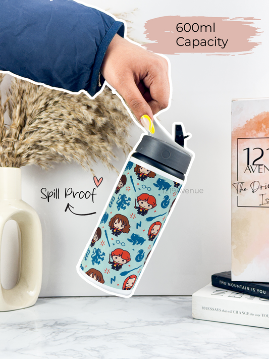 750ml Printed Fun-Sip Water Bottle | Harry Porter Theme Print | For Kids, School, Sports | Sipper Bottle with Carry Handle, Durable & Stylish