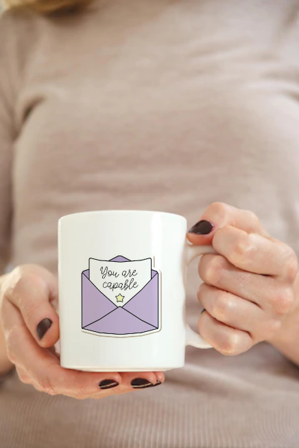 Ceramic White Mug 350ml | You Are Capable Print | Pocket Picks Mugs