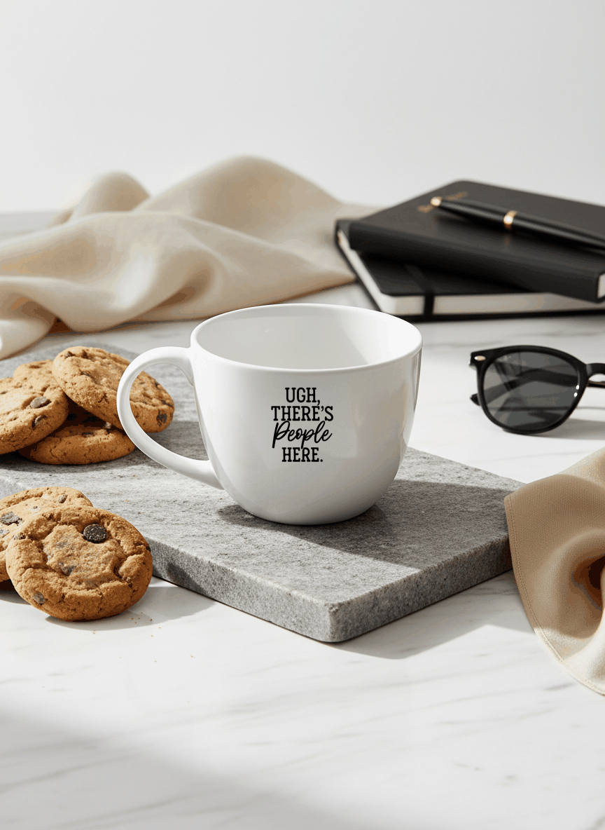 Grande Ceramic Coffee & Tea Cup – 420 ml | “People Here” Permanent Print