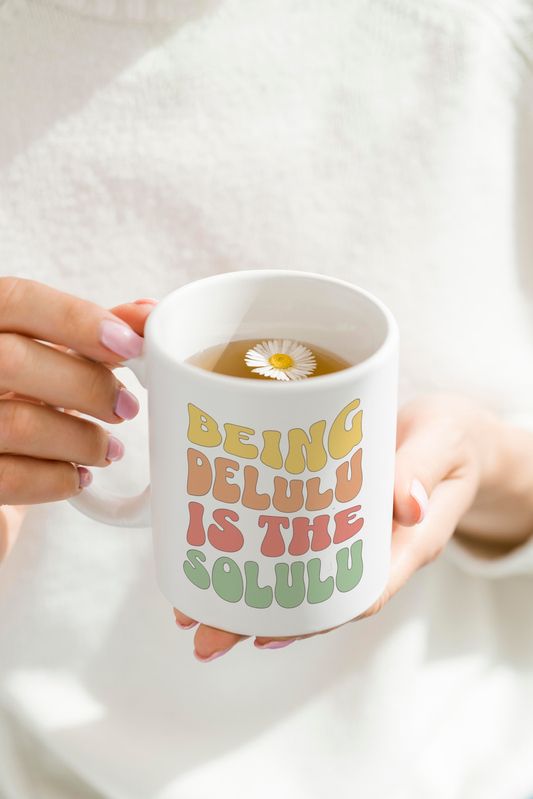 Ceramic White Mug 350ml | Delulu Is The True Solulu Permanent Print | Pocket Picks Mugs