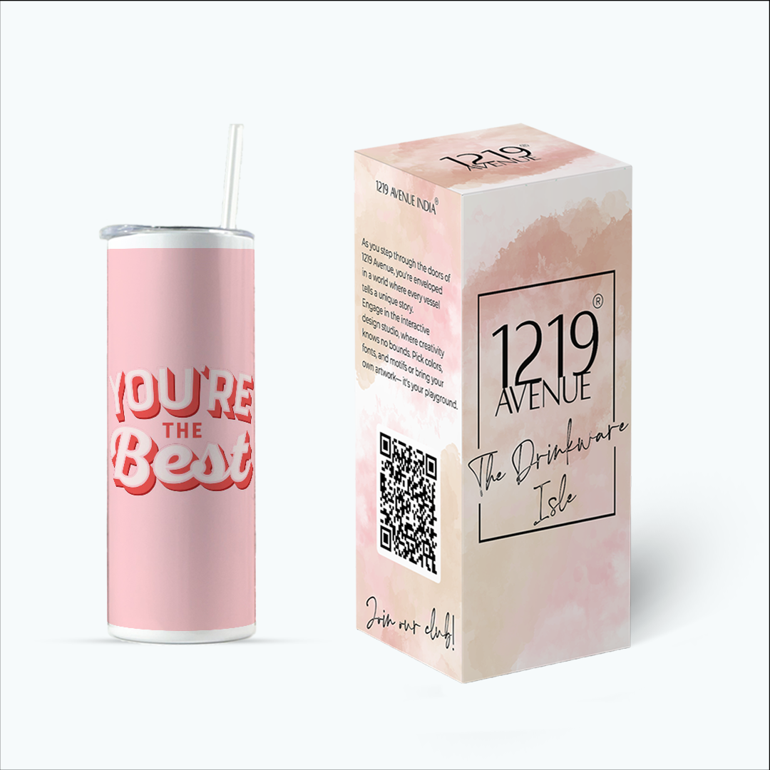Colossal Tumbler 700ML with Silicon Straw | You Are The Best Print |Double Walled Insulated Tumbler 7-8 hrs