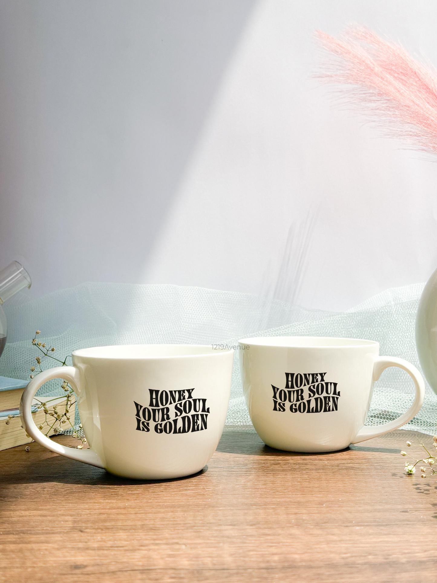 Grande Ceramic Cups |420ml |Golden Soul Permanent Print | Premium Ceramic Cups