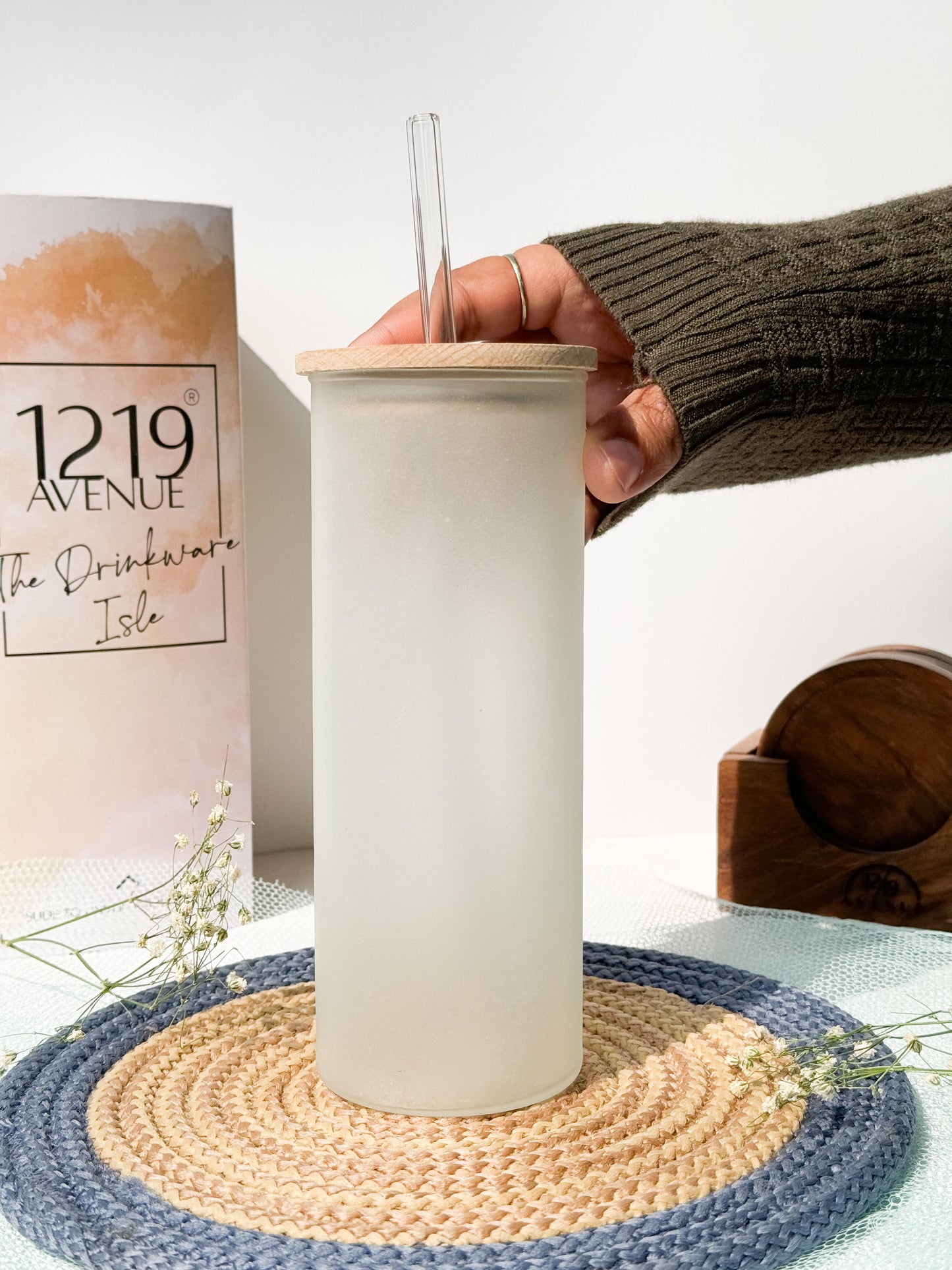 Personalized Frosted Grande Sipper 650 ml |Retro Way Name | Coffee Glass Tumbler with straw and lid 22oz